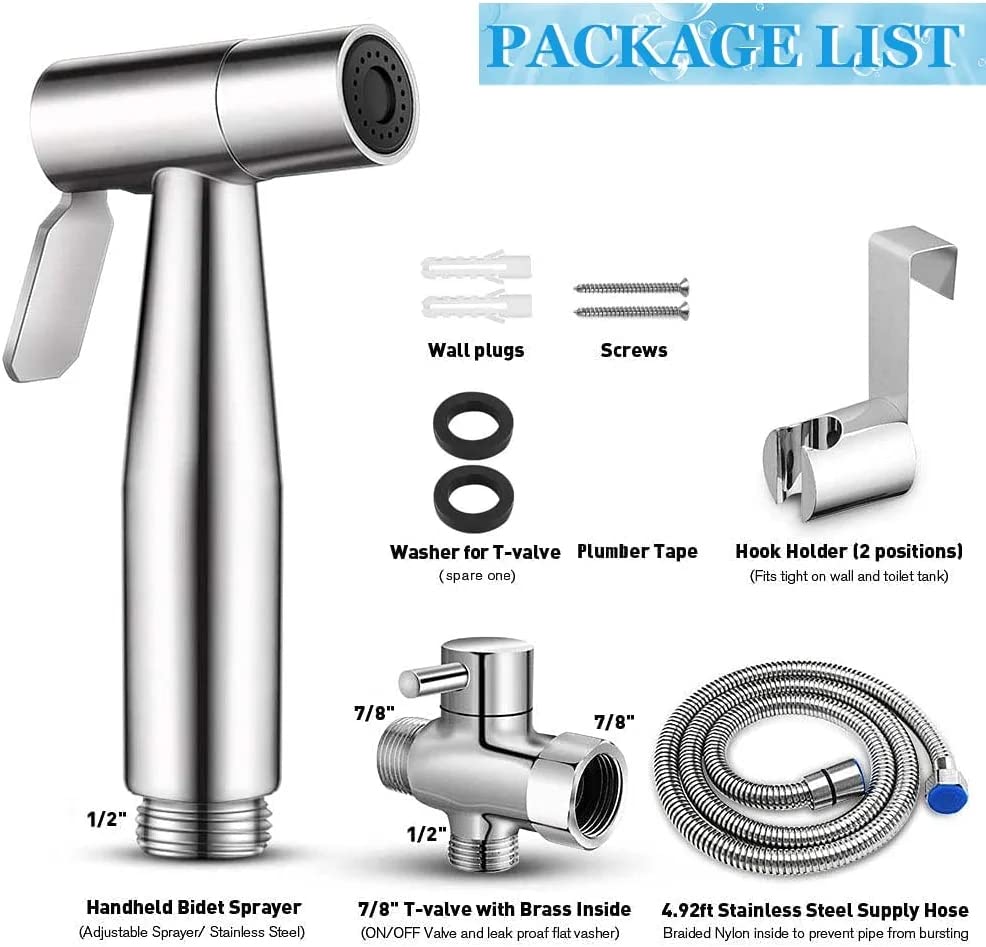 Handheld Bidet Sprayer for Toilet - Stainless Steel Cloth Diaper Sprayer Kit with Easy Installation | Perfect for Self Cleaning, Baby Care & Bathroom Hygiene