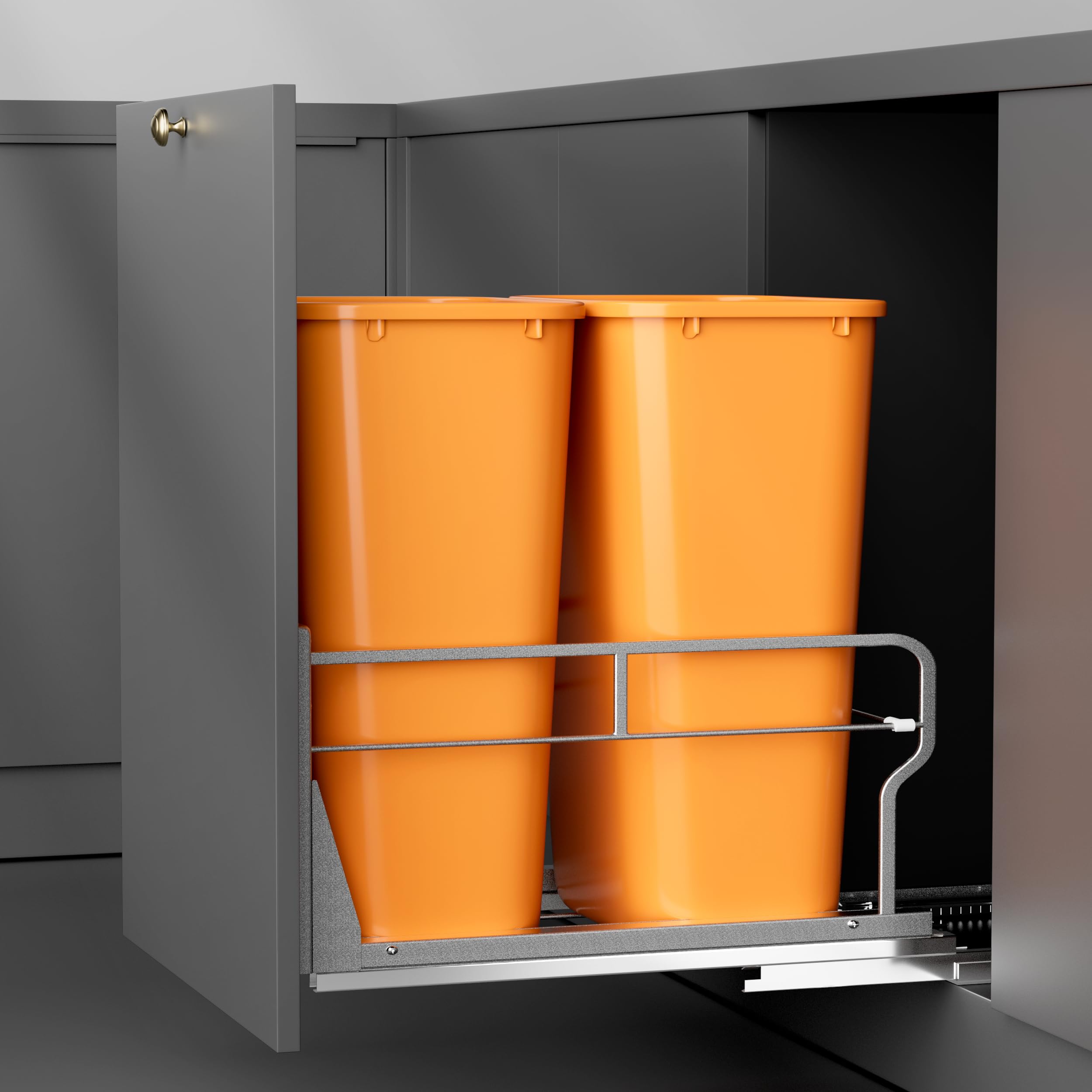 YJHome Under Cabinet Pull Out Trash Can Kit with Soft-Close Slides - No Garbage Can Included - Fits Cabinets 17