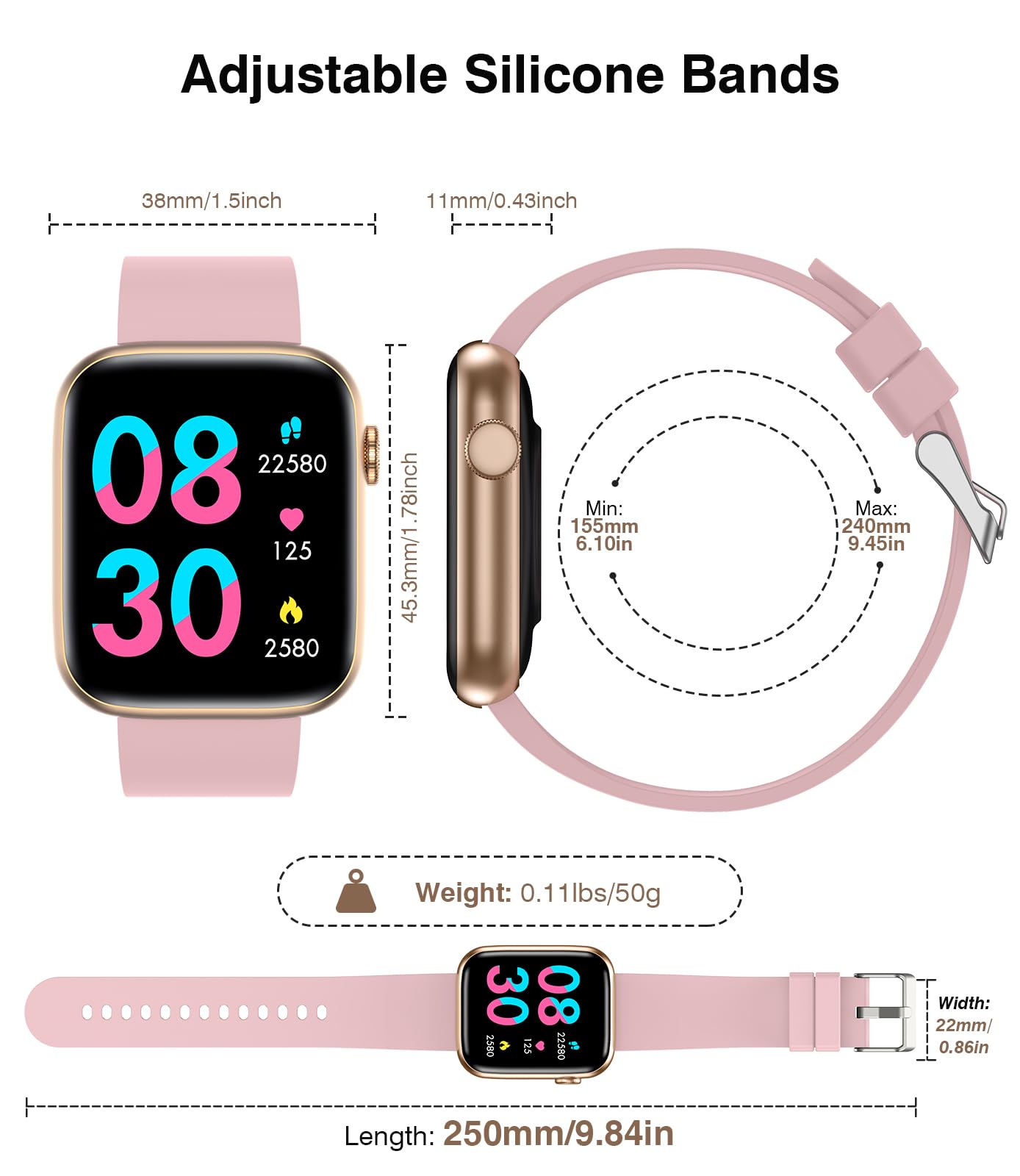 Smart Watch for Men & Women - 1.9'' HD Touch Screen Fitness Tracker with Bluetooth Calling, Heart Rate, Blood Oxygen & Sleep Monitor - Compatible with Android & iPhone - Perfect for Workouts, Running & Daily Health Tracking