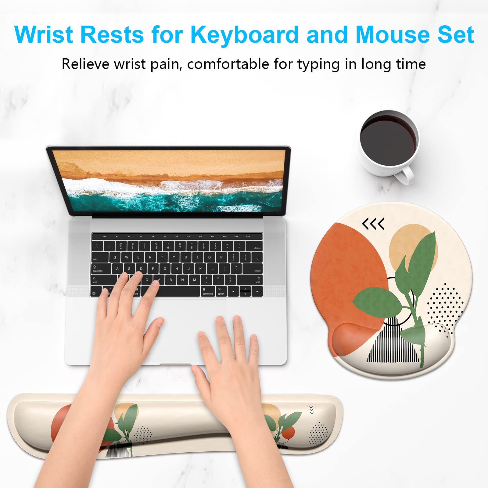 Ergonomic Memory Foam Keyboard Wrist Rest & Mouse Pad Set with Non-Slip Base - Pain Relief for Typing, Gaming & Office Work - Dapesuom Comfortable Desktop Support for PC, Mac & Laptop Users