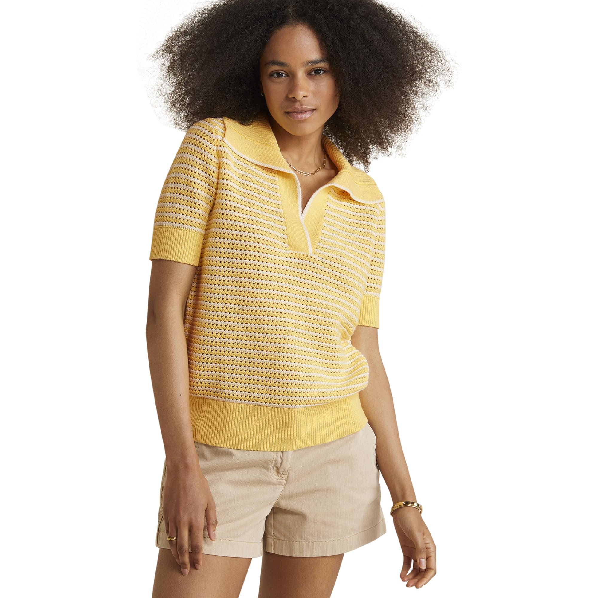 Vineyard Vines Women's Open-Stitch Short-Sleeve Polo Sweater - Casual Summer Knit Top for Golf, Yacht Club & Preppy Style Outfits