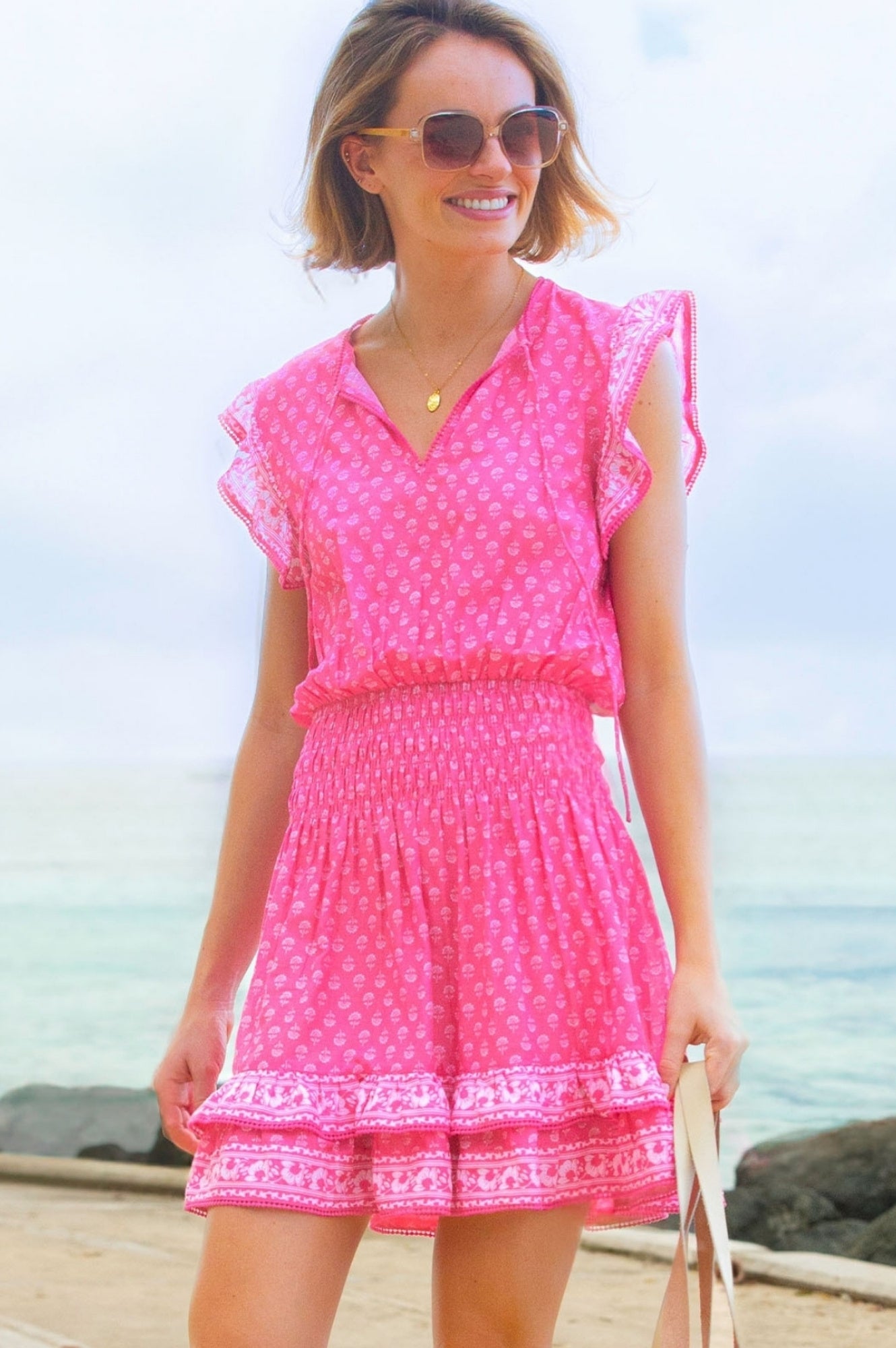 Lixus Mini Organic Cotton Dress for Baby Girls - Soft Floral Pink Outfit | Perfect for Birthday Parties, Photo Shoots & Everyday Wear