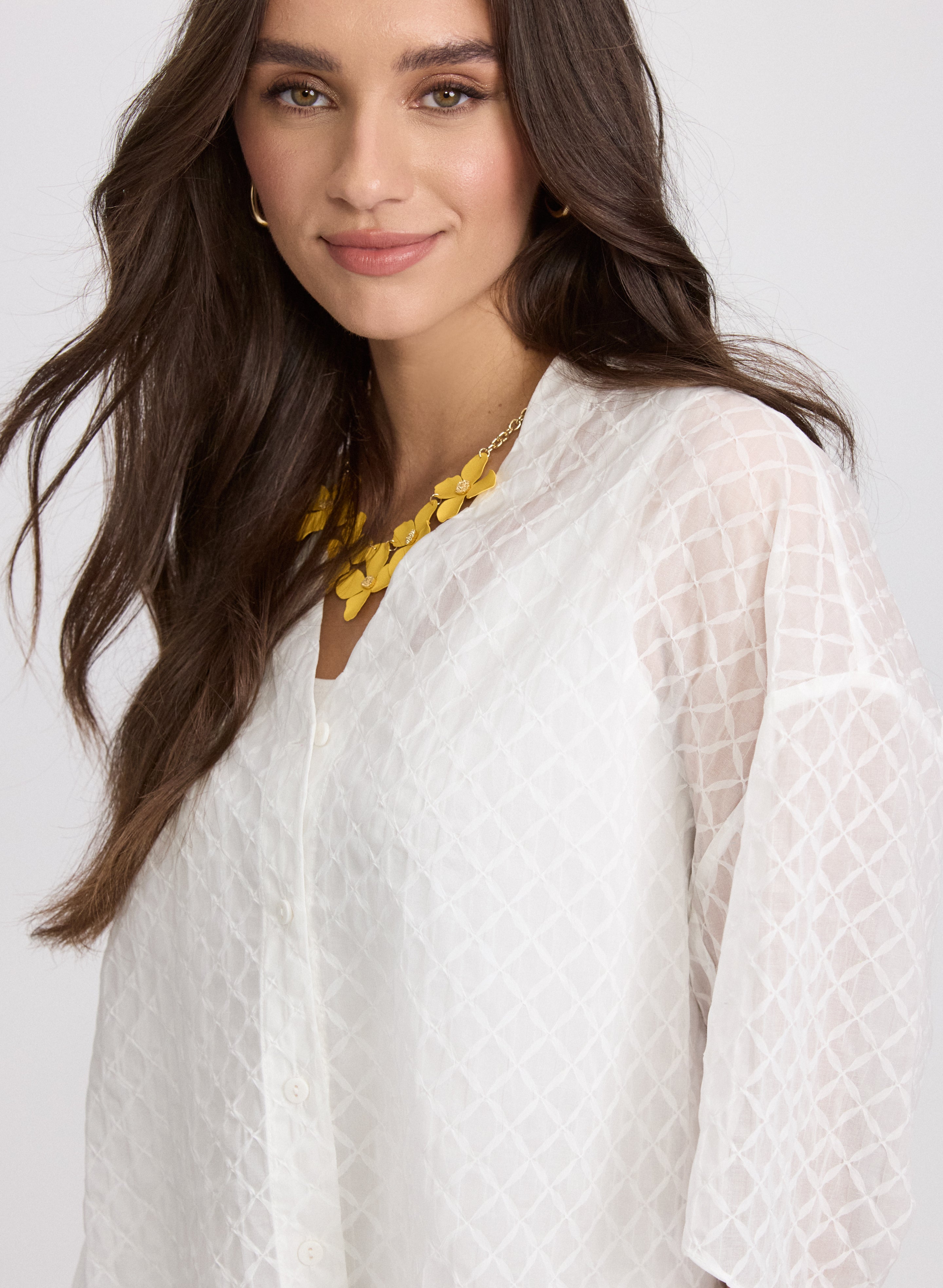 Stylish Cotton Grid Print Blouse for Women - Trendy Casual & Office Wear - Perfect for Spring & Summer Outfits