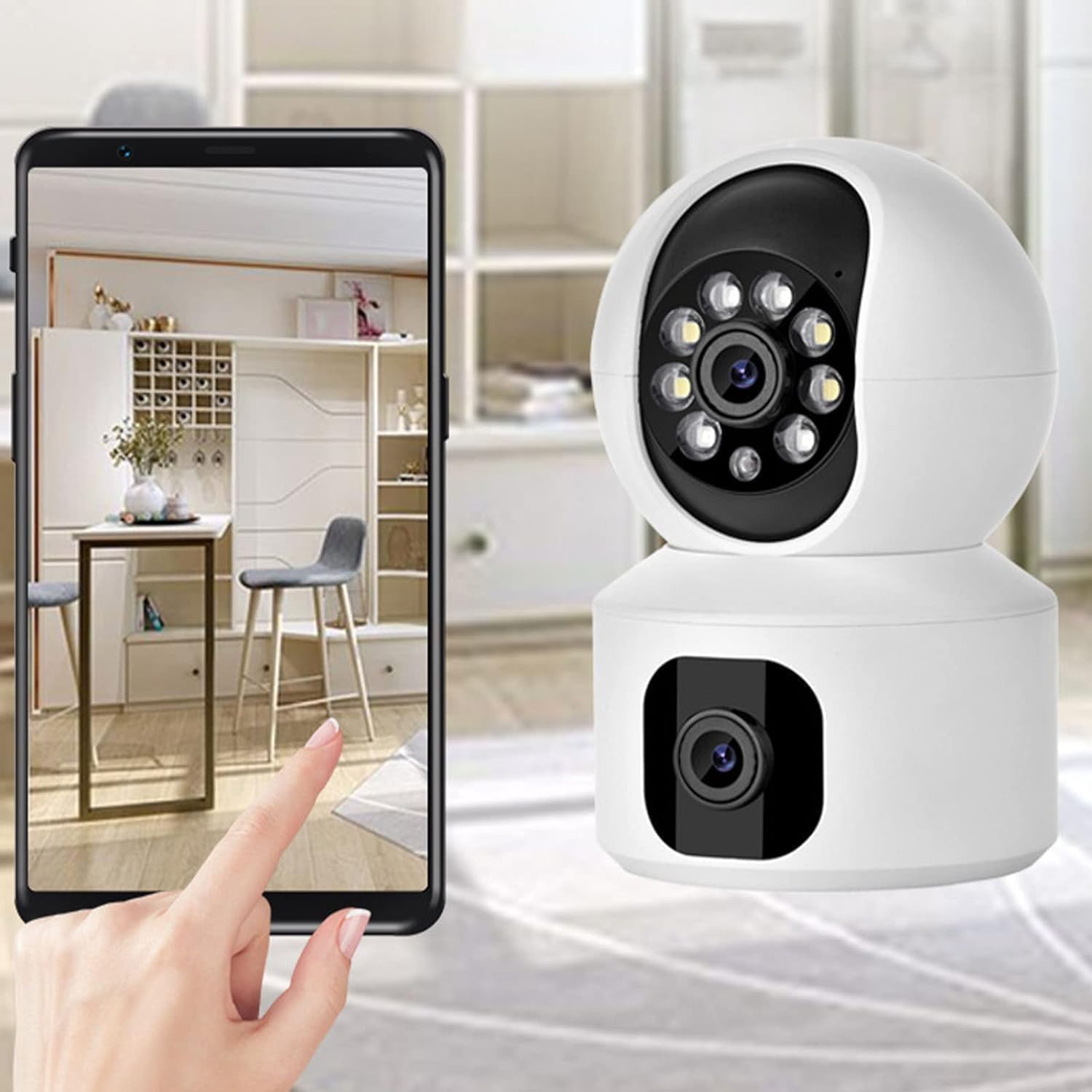 EYETECH 360 1080P HD Dual Lens Wireless WiFi Security Camera - 2.4GHz Smart Home Surveillance System with Night Vision & Motion Detection, Perfect for Baby Monitor, Pet Camera, Indoor/Outdoor Use