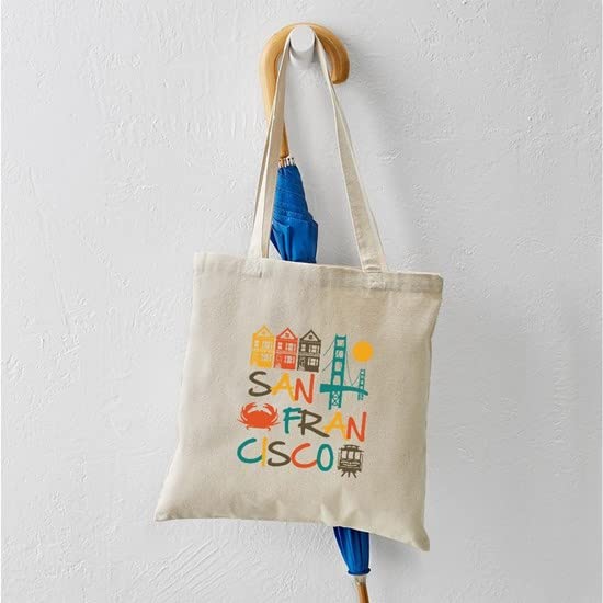 San Francisco Canvas Tote Bag - Eco-Friendly Reusable Shopping Bag with Stylish Design for Groceries, Beach Trips & Daily Use