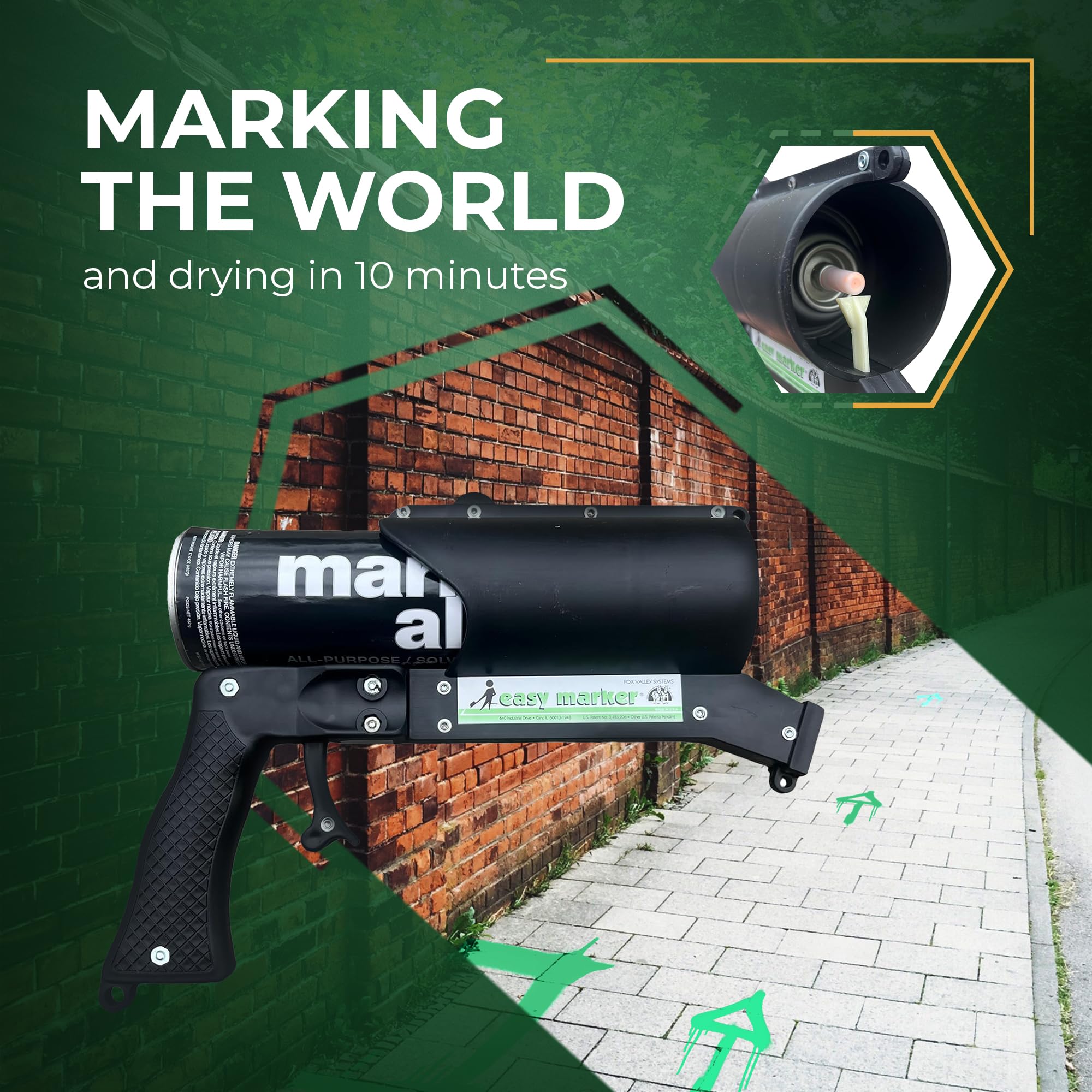 Fox Valley Marks All Utility Marking Paint Spray Can - 18 oz (Pack of 12) Green APWA | Easy Use Lawn, Tree, Driveway & Parking Lot Marking Paint | Perfect for Landscaping, Construction & Property Maintenance
