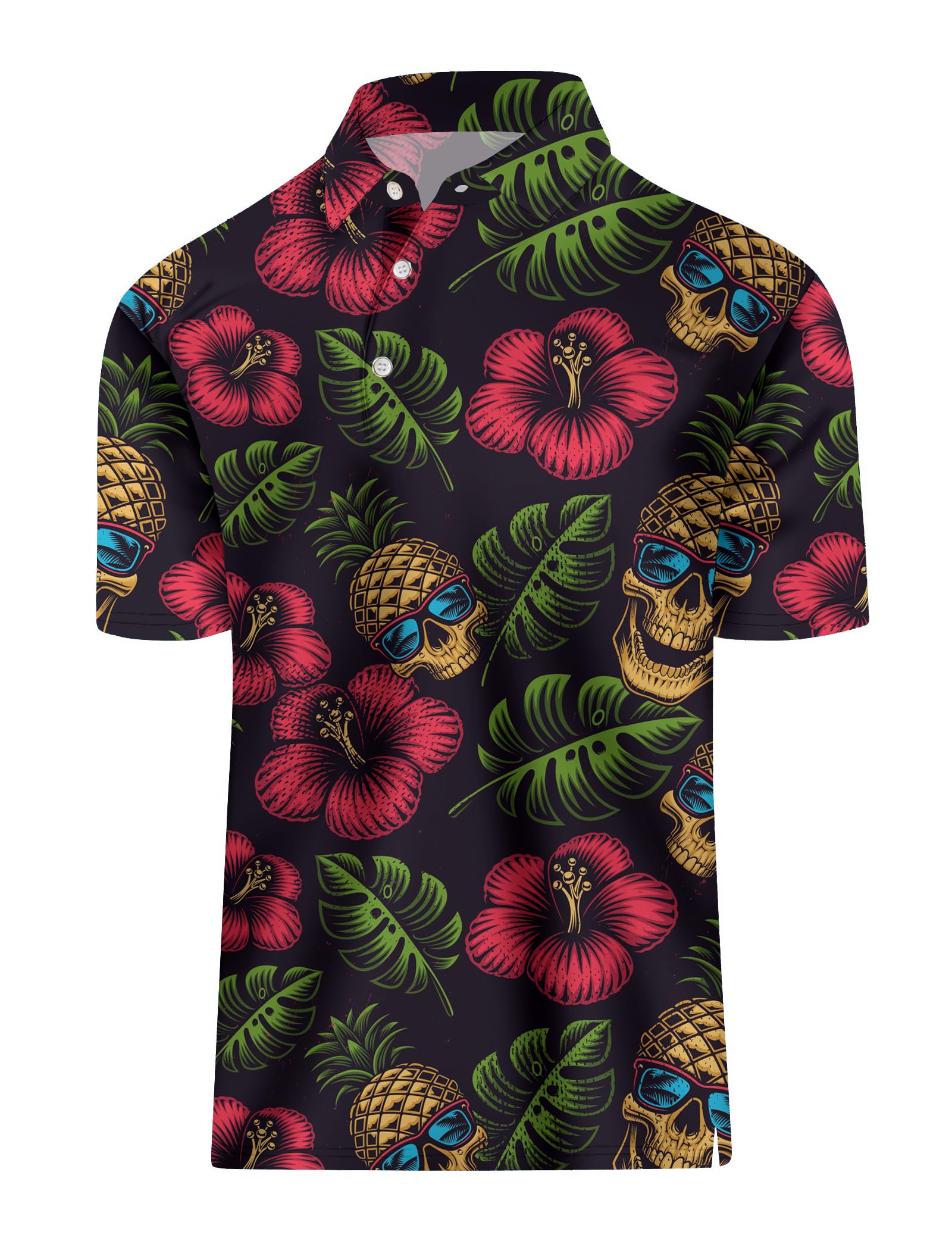 Funny Hawaiian Golf Polo Shirt for Men - Dry Fit & Breathable for Golf & Casual Wear