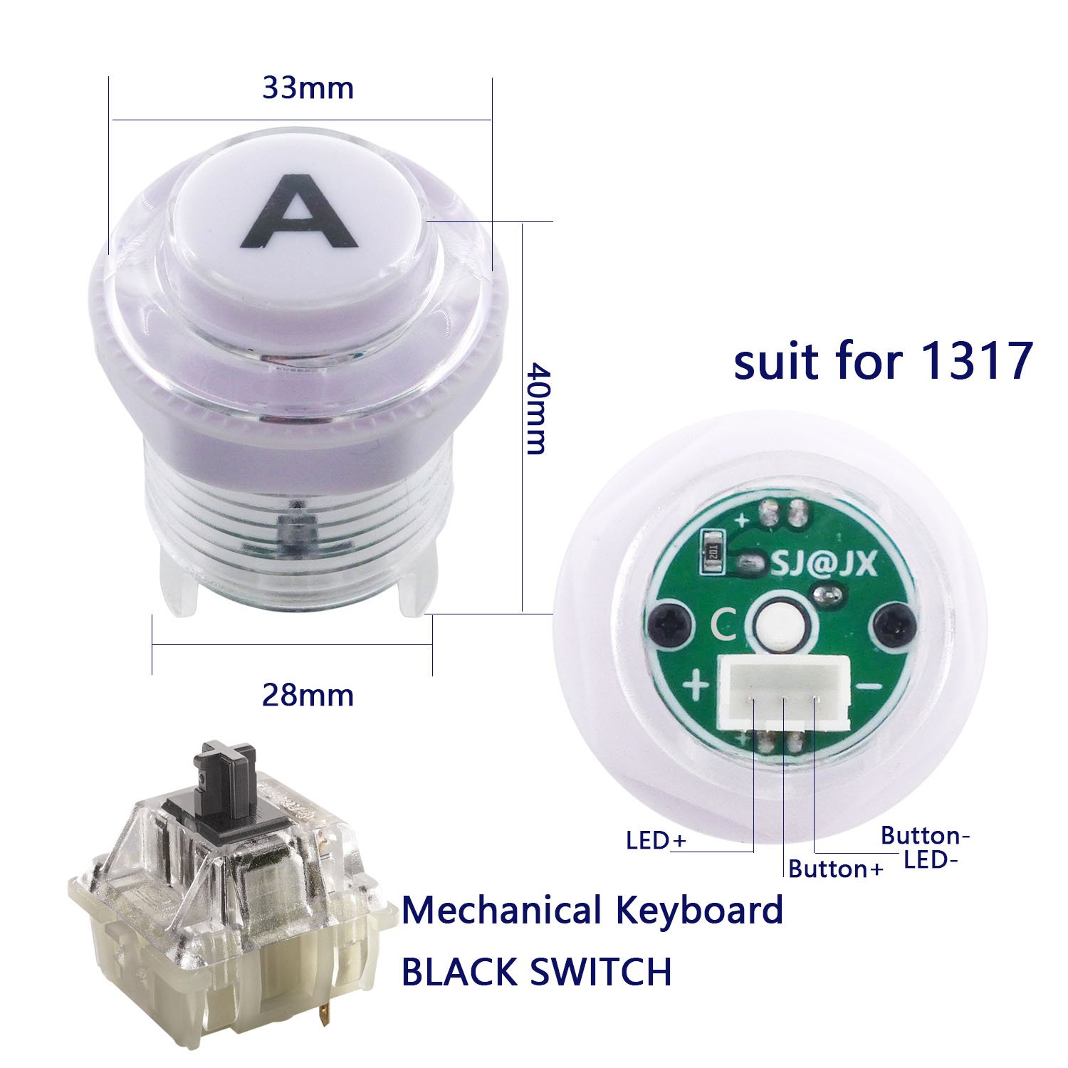 SJ@JX DIY Arcade Game Stick Kit with LED Buttons, 8-Way Joystick & USB Encoder - Compatible with PC, PS3, MAME, Raspberry Pi - Perfect for Home Arcade, Retro Gaming & DIY Projects