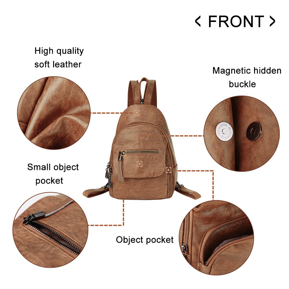 Stylish Women's PU Leather Small Backpack Purse - Convertible Sling Bag for Daily Use, Travel & Work | Fashionable Ladies Shoulder Bag