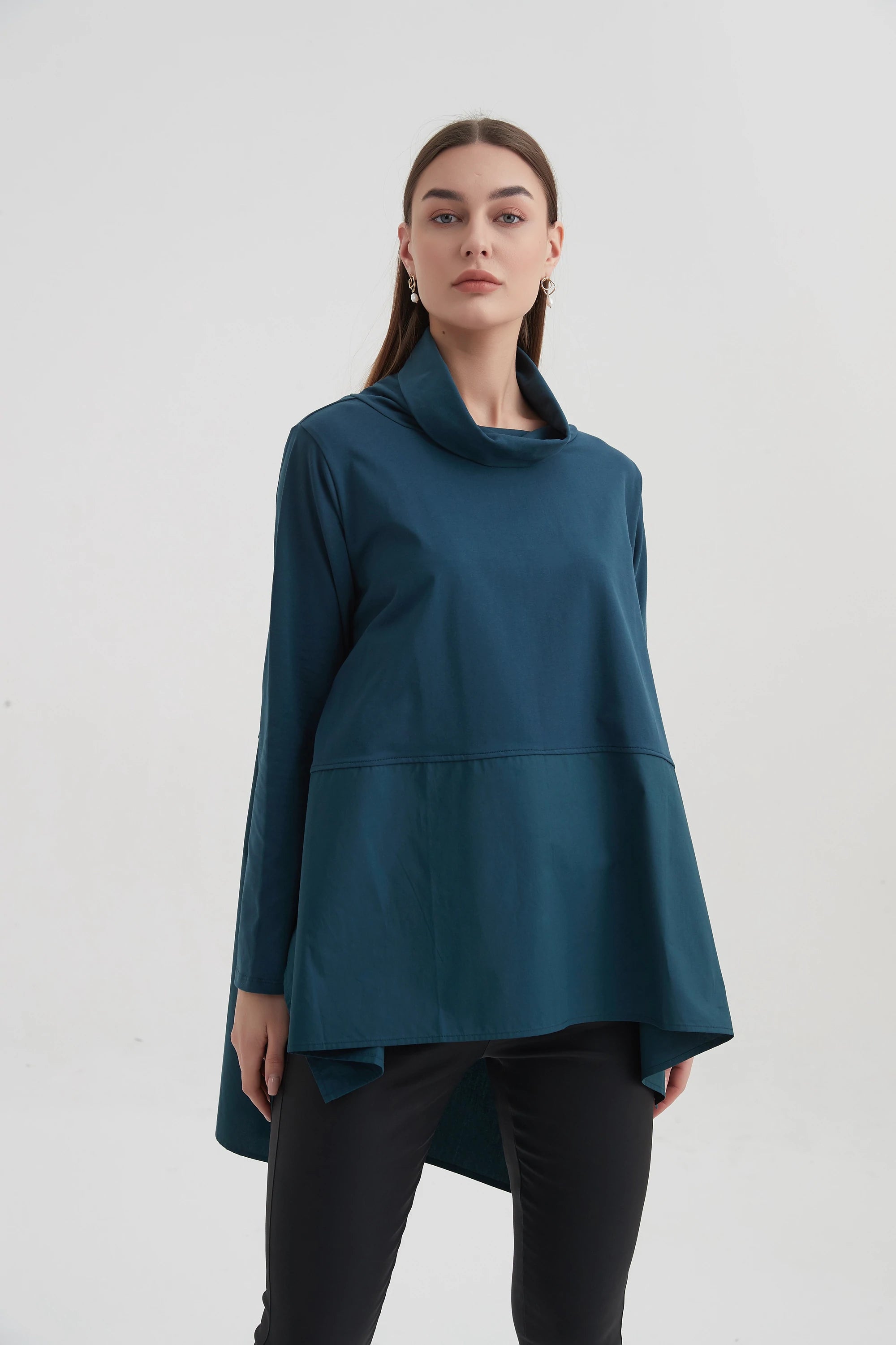 Elegant Cowl Neck Ava Top in Teal - Women's Fashion Blouse for Casual Wear, Office & Date Nights