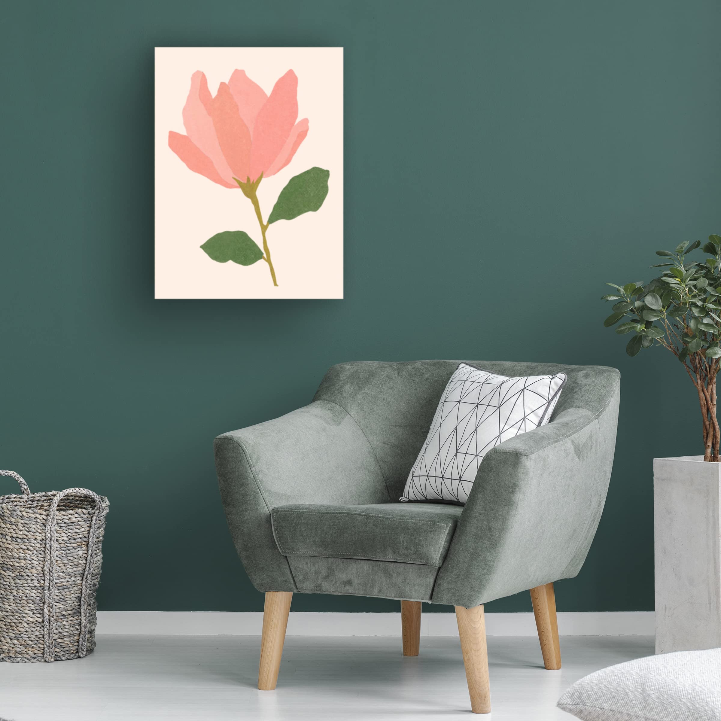 Melissa Wang 'Magnolien I' Floral Canvas Wall Art Print - 35x47 Inches - Elegant Home Decor for Living Room, Bedroom & Office