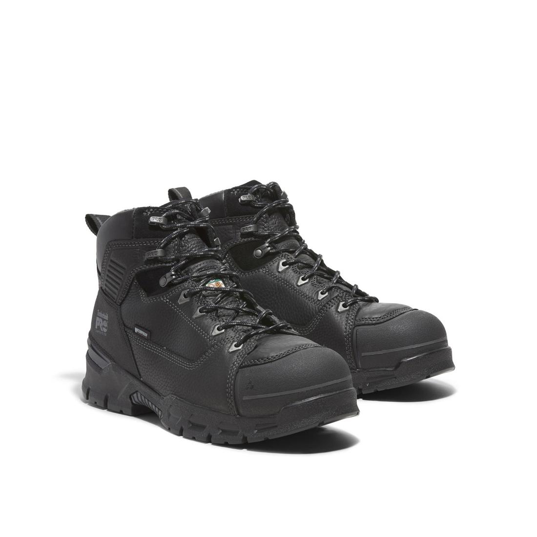Endurance EV 6-Inch Composite Toe Waterproof Work Boots for Men - Black Safety Shoes for Construction, Warehouse & Outdoor Work