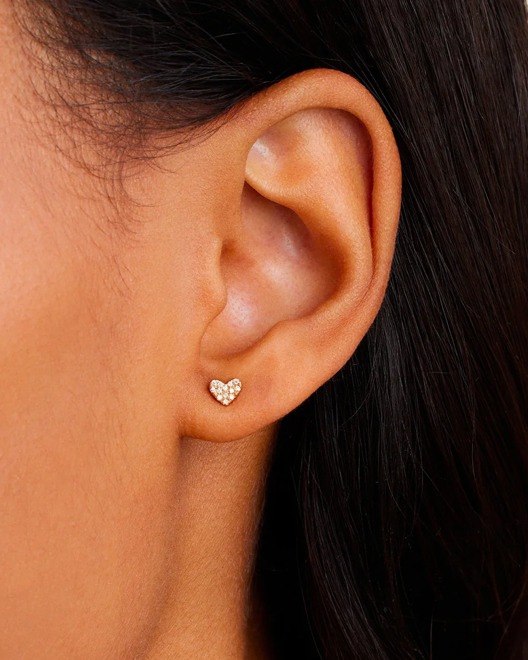 14K Gold Diamond Pavé Heart Stud Earrings for Women - Perfect for Valentine's Day Gifts, Anniversary & Romantic Occasions