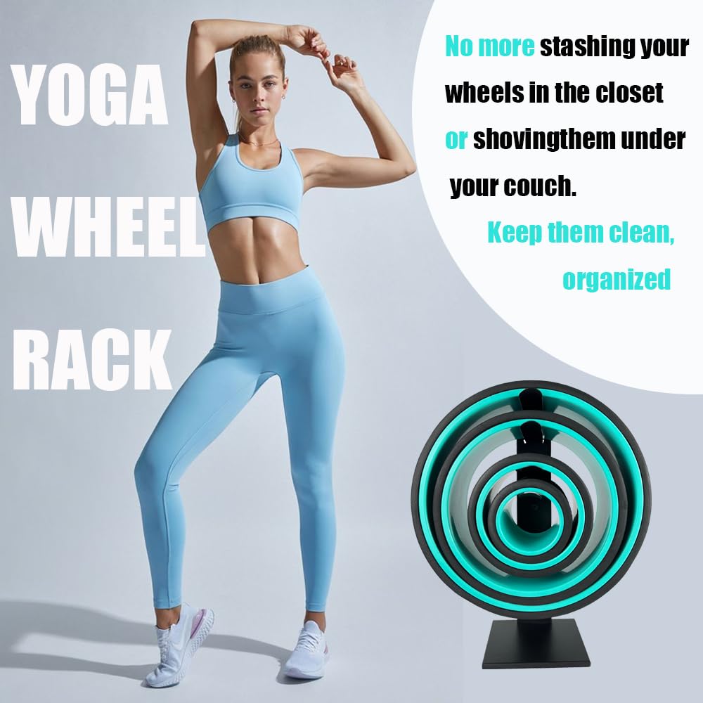 Metal Yoga Wheel Rack Wall Mount - Home Gym Storage Organizer for Yoga Wheels & Muscle Rollers (Fits All 4 Sizes) - Space-Saving Workout Equipment Holder for Yoga Studios & Home Gyms (Yoga Wheel Not Included)