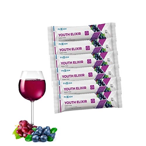 FuXion YOUTH ELIXIR Anti-Aging Drink with Amino Acids - 5g per Stick (6 Pack) - Promotes Youthful Skin & Vitality - 100-Day Money Back Guarantee - Perfect for Daily Wellness Routine & Anti-Aging Support