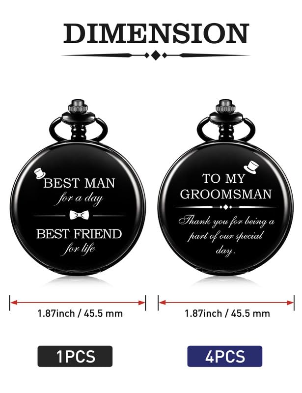 ManChDa Engraved Pocket Watch for Men - Premium Groomsmen Gift Set, Best Man Wedding Accessories - Perfect for Weddings, Anniversaries & Special Occasions