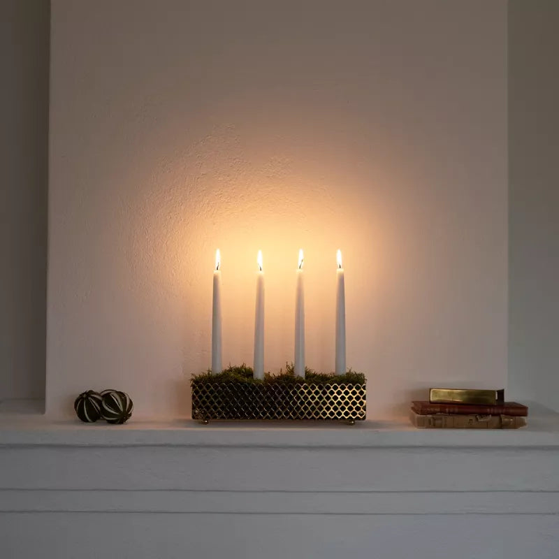 Nickel Advent Candle Holder Clover - Perfect for Christmas Decorations, Holiday Table Centerpieces & Cozy Home Ambiance