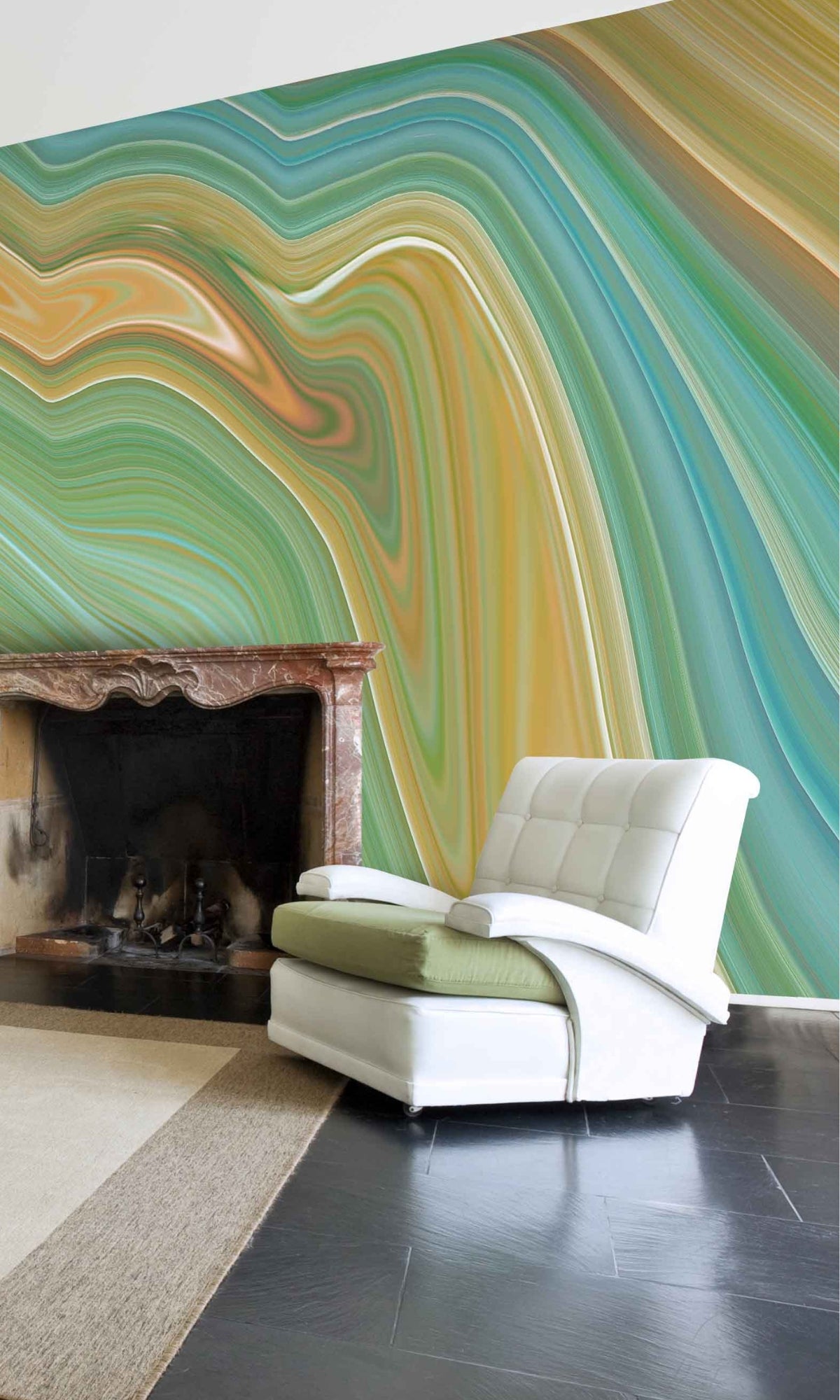 Blue & Green Acrylic Mural Wallpaper M1390 Sample - Modern Abstract Art Peel & Stick Removable Wall Decal for Living Room, Bedroom, Office Decor