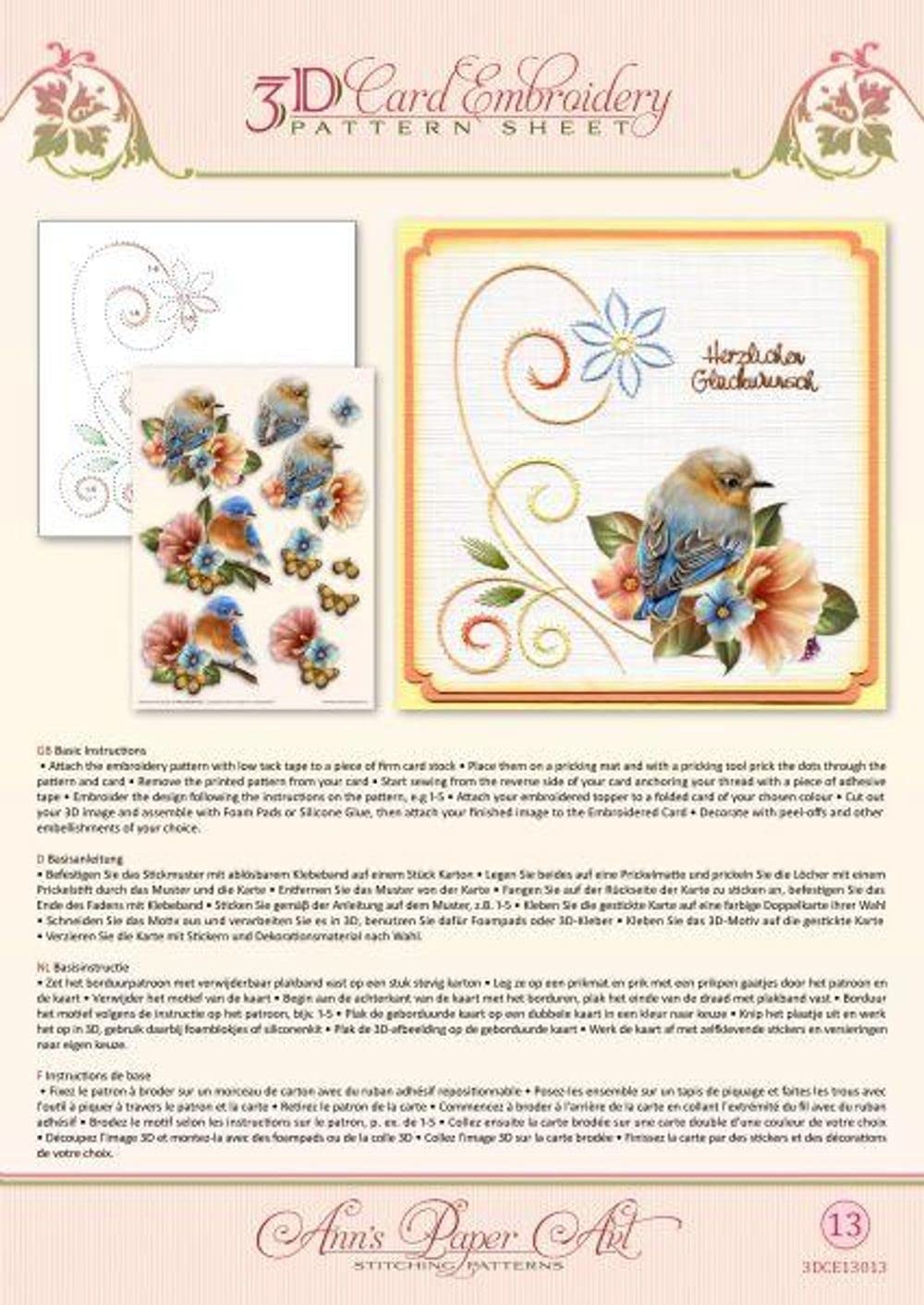 Blue Birds Embroidery Pattern - DIY Home Decor & Gifts