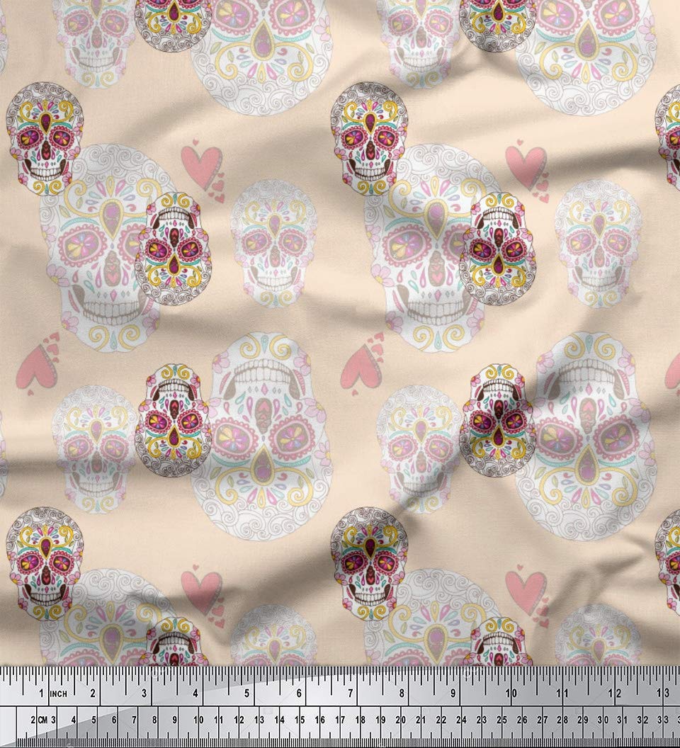 Soimoi White Moss Georgette Fabric - 42