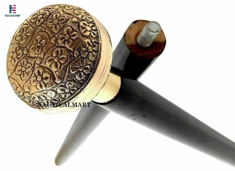 Handmade Victorian Style Wooden Walking Cane with Golden Brass Handle - Unique Fashionable Mobility Aid for Men & Women, Perfect for Hiking, Travel, and Gift Giving