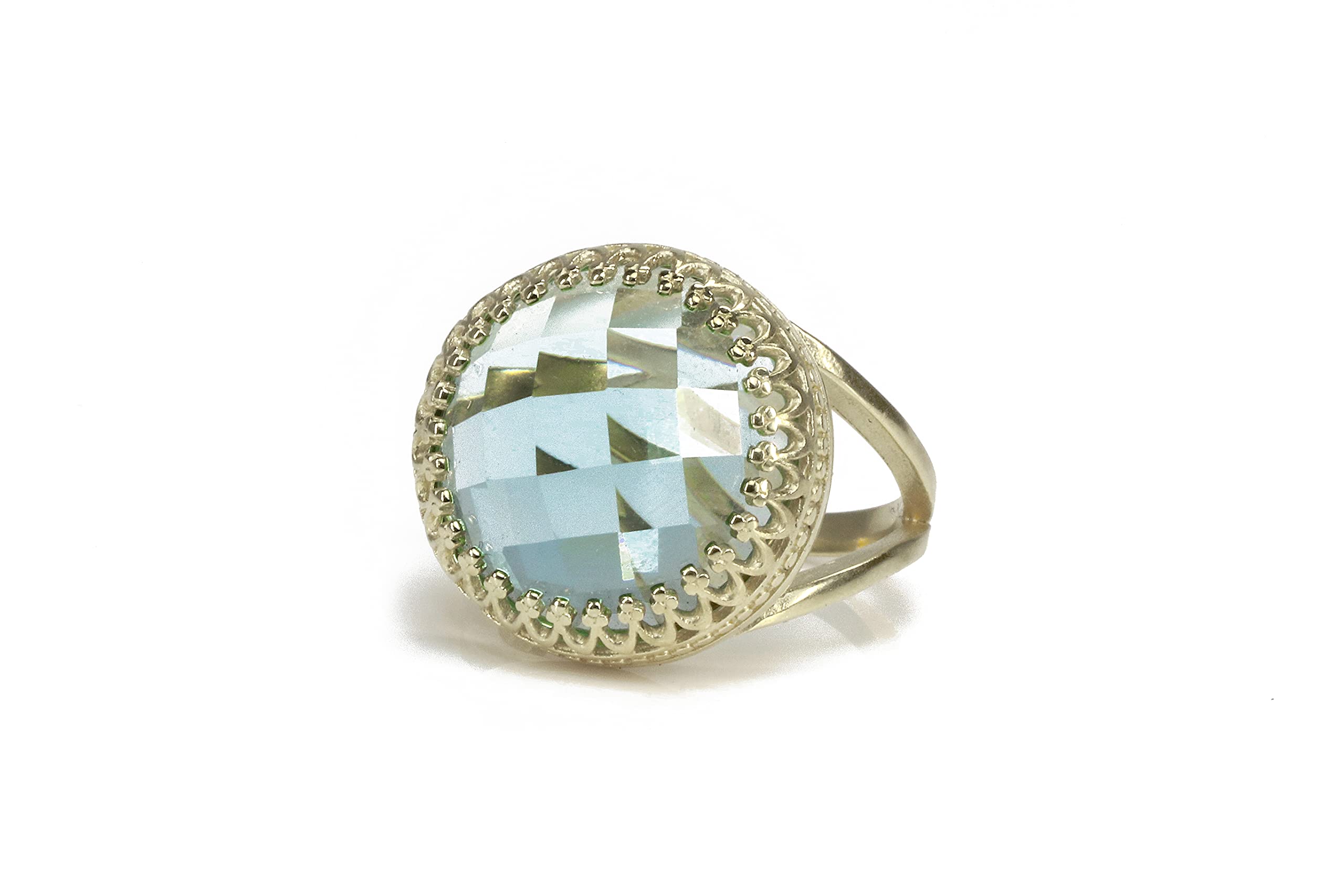 Blue Topaz Sterling Silver Ring for Women - Handcrafted Artisan Gemstone Ring, Elegant Engagement, Fashion & Anniversary Jewelry Gift with Premium Gift Box - Perfect for Weddings, Birthdays & Special Occasions