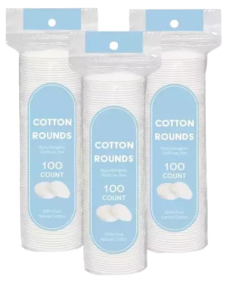 100% Natural Cotton Facial Rounds - 100-Piece Soft Round Makeup Remover Pads for Face Cleansing, Toner Application & Baby Care | Hypoallergenic & Eco-Friendly | Perfect for Skincare Routine, Travel & Nursery Essentials