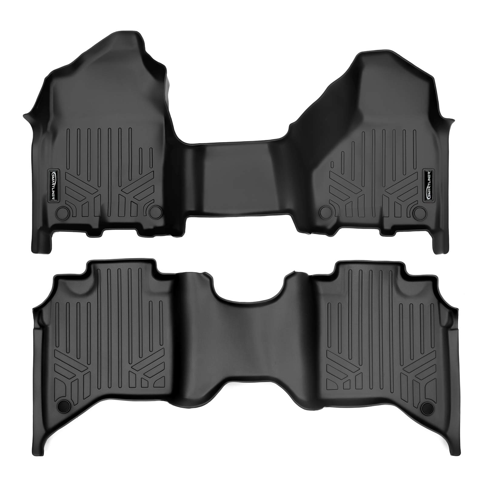 MAXLINER Custom Fit Floor Mats for 2019-2022 Ram 2500/3500 Crew Cab - 1st & 2nd Row Bench Seat - All-Weather Protection - Heavy Duty Black Rubber Car Mats - Perfect for Trucks, Off-Roading & Work Vehicles