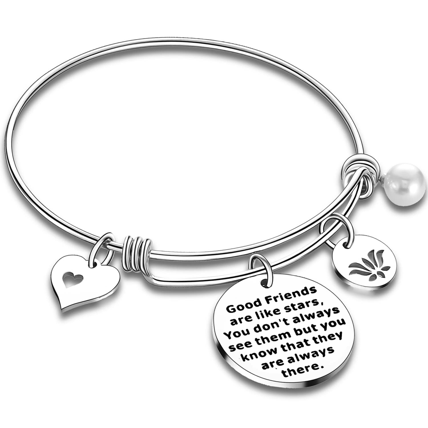 Best Friend Bracelets for Women & Girls - Nimteve Friendship Charm Bangle Set, Cute Birthday Gifts for BFFs - Perfect for Matching Jewelry, Sister Gifts & Friendship Day Celebrations