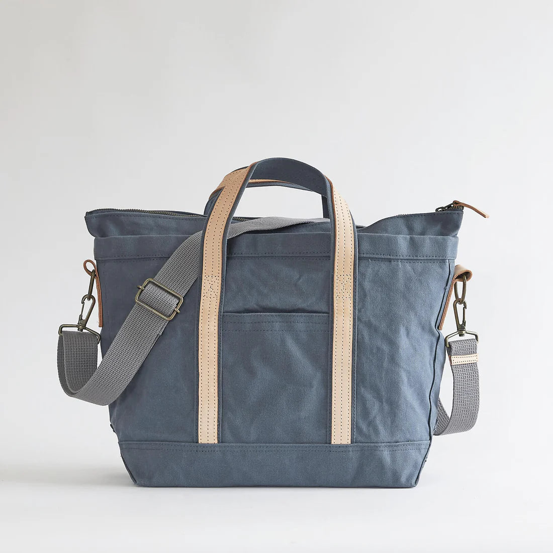 Kurashiki Hampu Canvas 2-Way Tote Shoulder Bag - Ash Gray Japanese Canvas Handbag for Women | Perfect for Work, Travel & Daily Use
