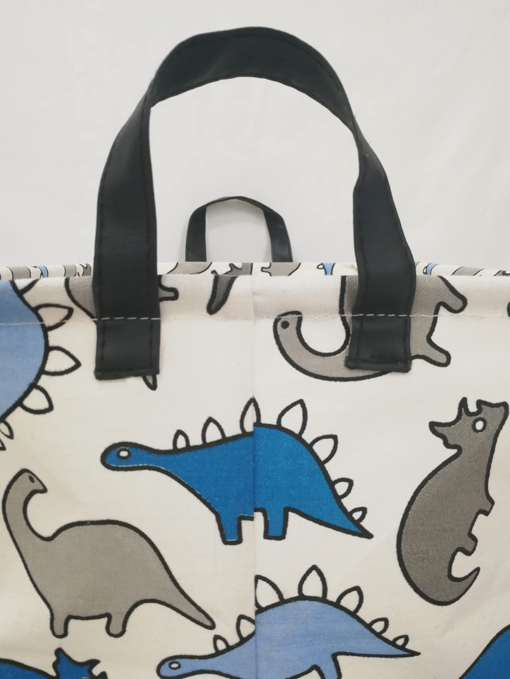 Waterproof Canvas Storage Bin with Handles - Rectangular Toy Box, Nursery Hamper & Organizer for Home & Office - Perfect for Clothes, Books & Toys (Blue Dinosaur Design) | Ideal for Kids' Rooms, Playrooms & Closet Organization