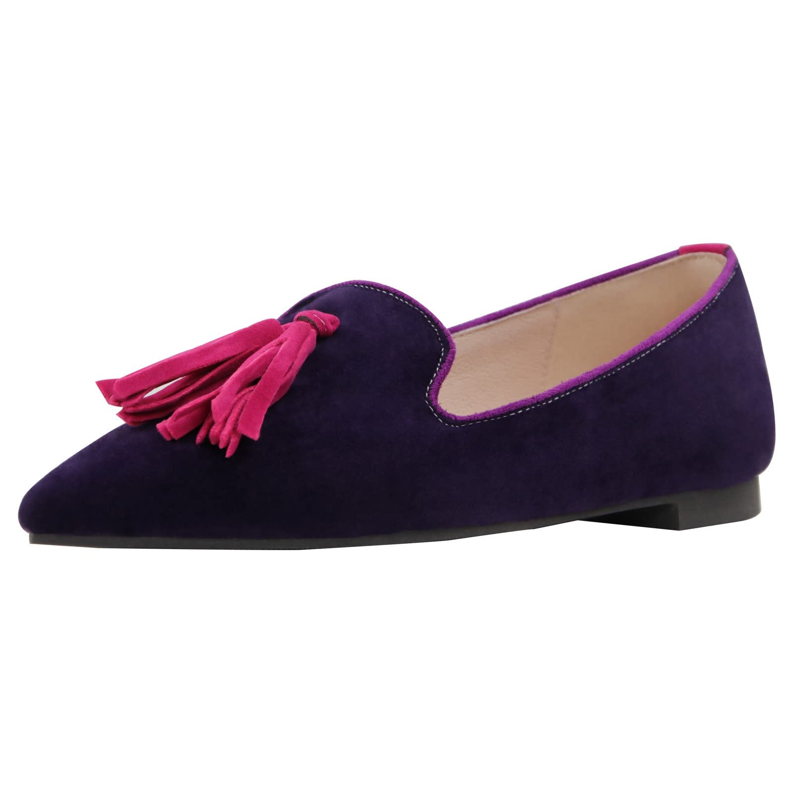 Women's Fashion Striped Pointed Toe Slip-On Loafers - Lightweight Casual Walking Shoes for Work, Travel & Everyday Comfort