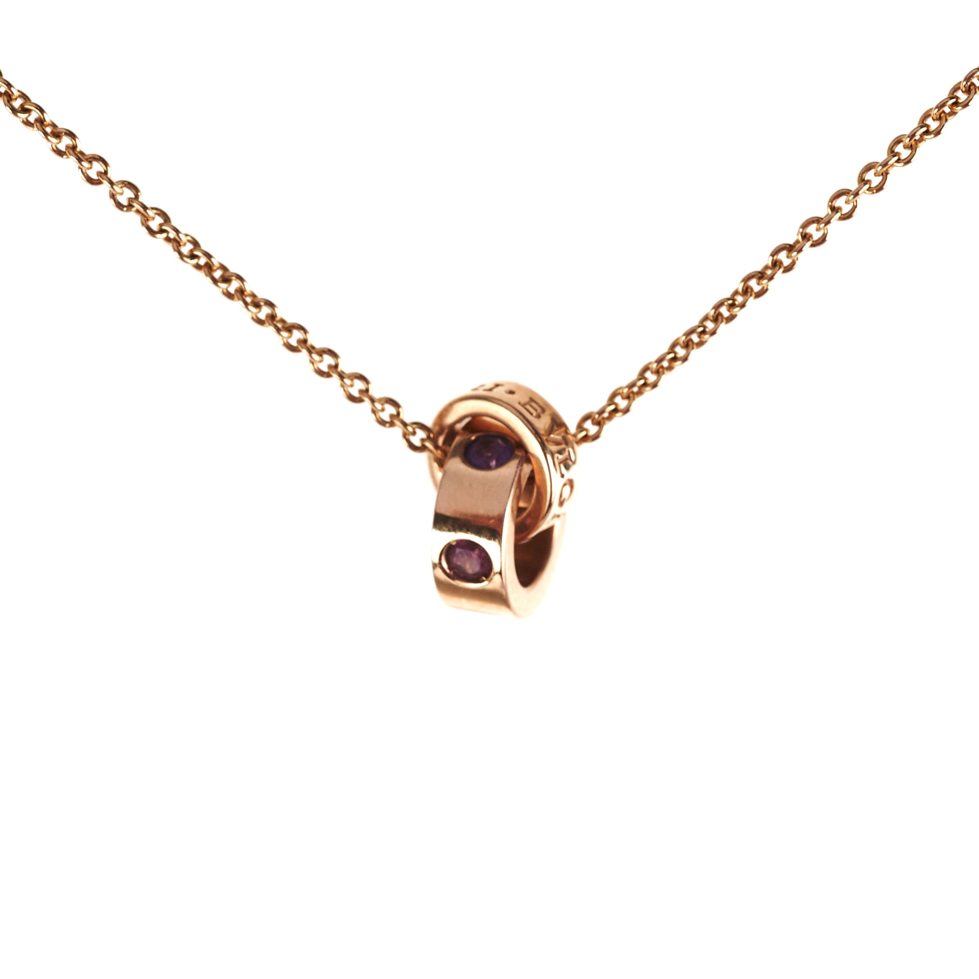 Bvlgari Purple Pink Gemstone Necklace in Rose Gold - Elegant Jewelry for Women, Perfect for Parties, Weddings & Special Occasions