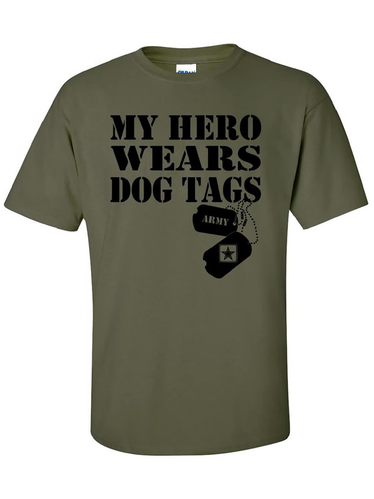 My Hero Wears Dog Tags - Military Army Short Sleeve T-Shirt for Men, Patriotic Veteran Apparel - Perfect for Memorial Day, Veterans Day & Military Support Events