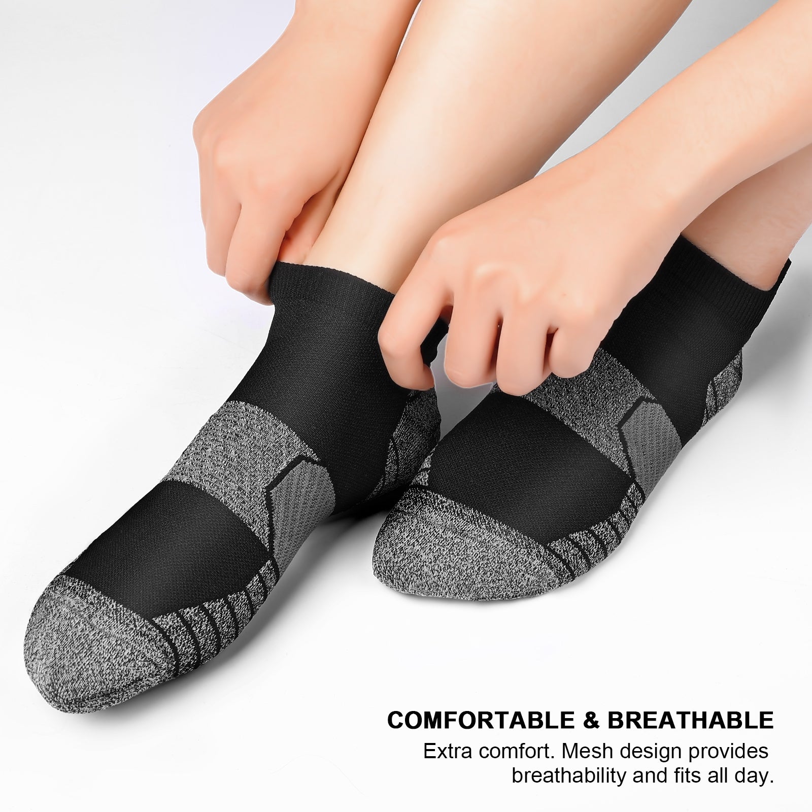GECKOMAN x PAPLUS Women's Breathable Ankle Athletic Socks 2 Pairs - Comfortable Running & Workout Socks for Gym, Yoga & Daily Wear