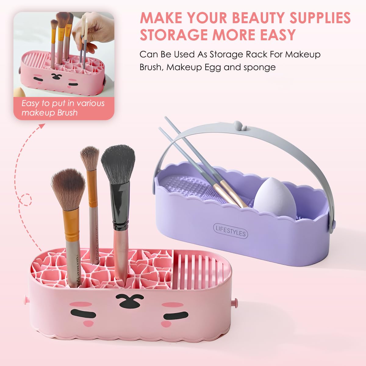 3-in-1 Silicone Makeup Brush Cleaner Bowl with Drying Rack | Professional Brush Cleaning Mat & Organizer for Makeup Brushes, Beauty Sponges & Powder Puffs (White) | Perfect for Home & Salon Use