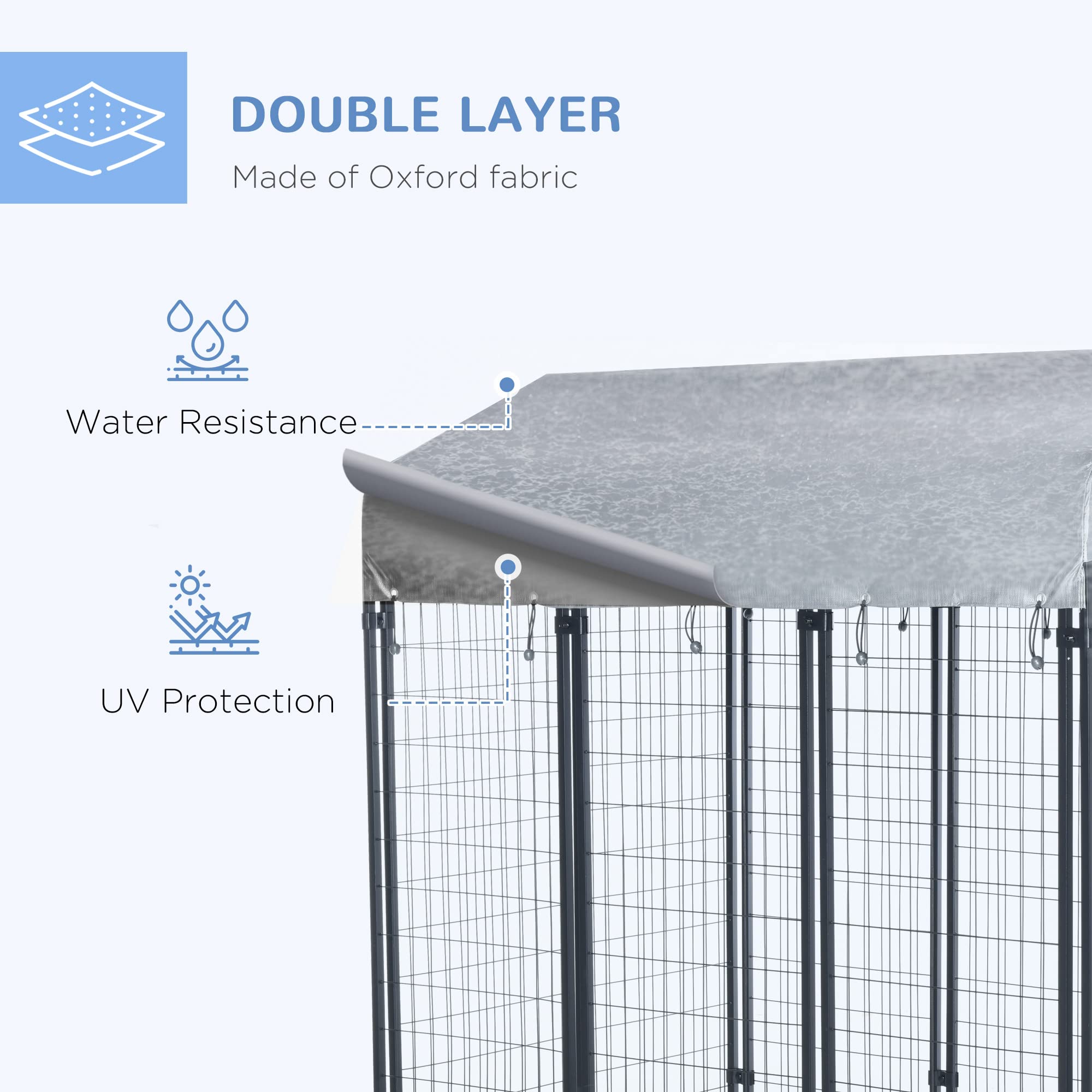 PawHut 6' x 4' x 6' Heavy Duty Outdoor Dog Kennel with Roof - Welded Steel Wire Playpen with Escape-Proof Lock, UV-Resistant Waterproof Cover for Large Dogs - Perfect for Backyard, Patio & Dog Training (Silver)