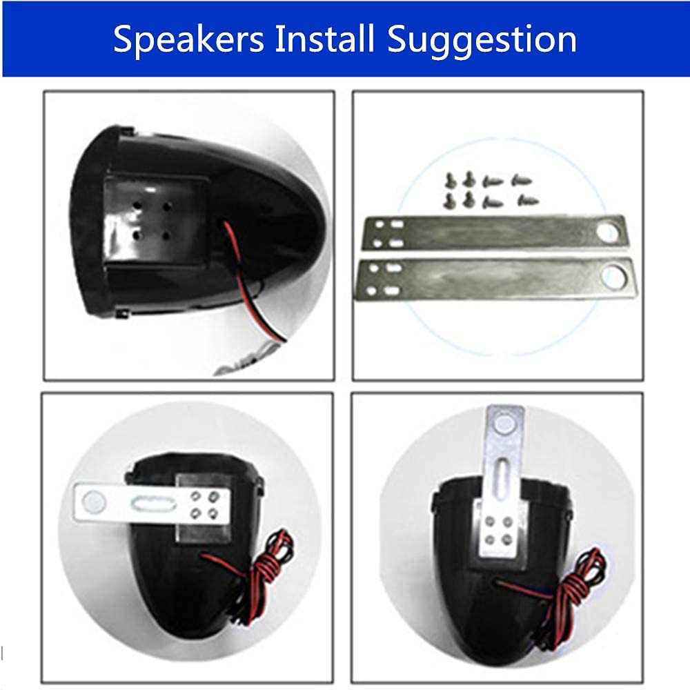 12V Waterproof Bluetooth Speaker for Motorcycle, ATV, UTV & Golf Cart - Anti-Theft FM Radio with USB/TF Port & Stereo Sound (Red) - Perfect for Outdoor Rides, Camping & Off-Road Adventures