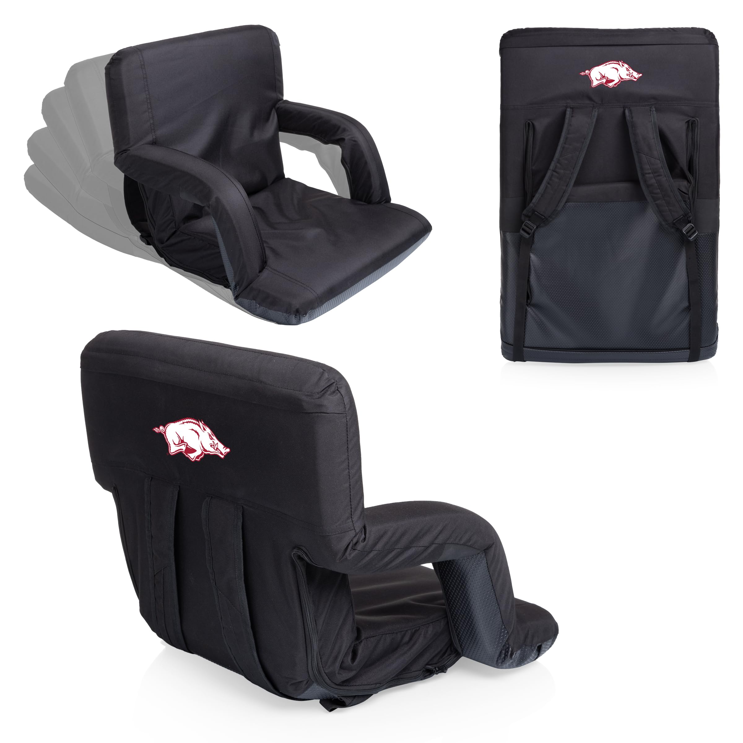 PICNIC TIME NCAA Ventura Reclining Stadium Chair - Portable Back Support Bleacher Seat for Football Games, Beach, Camping & Outdoor Events - Comfortable Floor Chair with Adjustable Recline