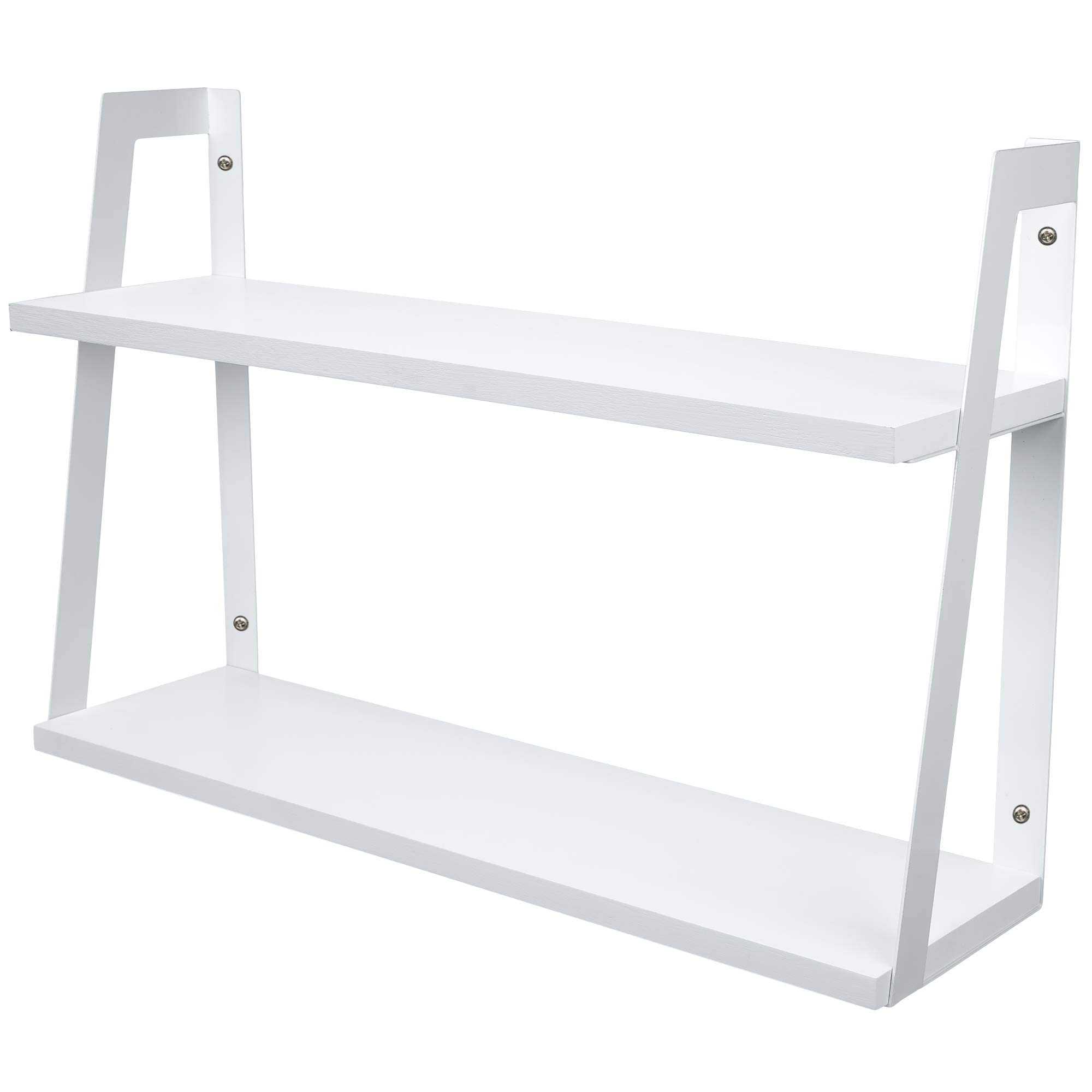 Peter's Goods 2-Tier Modern Rustic Floating Wall Shelves - White Bathroom Storage & Decor Shelf for Over Toilet, Bedroom, Kids Room, Nursery, Kitchen | Space-Saving Bookshelves & Home Organization Solution for Small Spaces