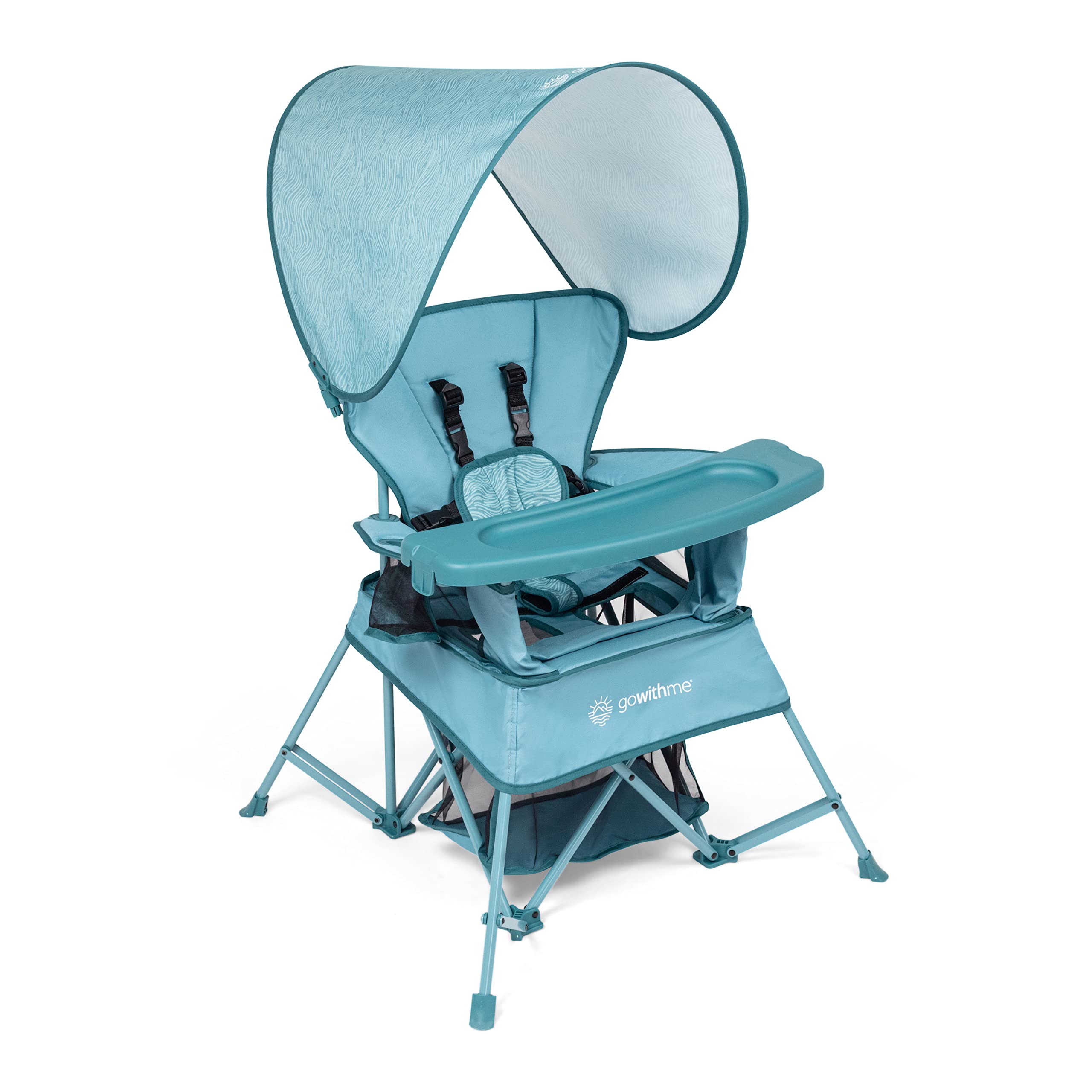 Baby Delight Portable Chair - 3-Stage Adjustable for Indoor & Outdoor Use with Sun Canopy | Blue Wave
