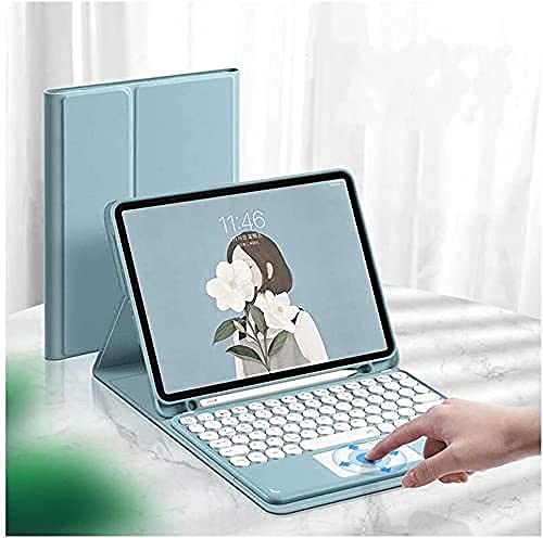 Magnetic Detachable Keyboard Case for iPad 9th/8th/7th Generation & Air 3/Pro 10.5 - Bluetooth Keyboard with Touchpad & Apple Pencil Holder, Round Keys (Blue) | Perfect for Work, Study & Travel