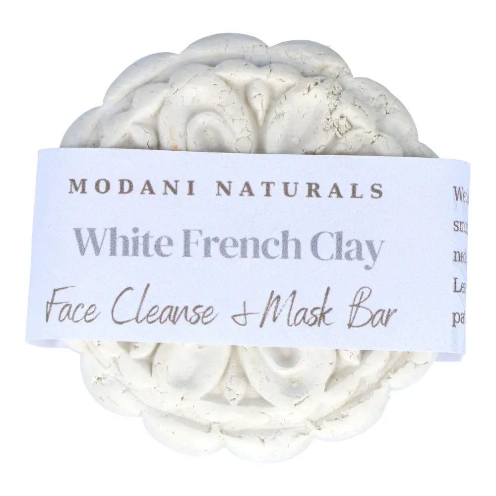 Modani Naturals Cleanse & Mask Bar with French White Clay - 90g Detoxifying Facial Soap for Acne & Oily Skin | Daily Skincare & Spa Treatment