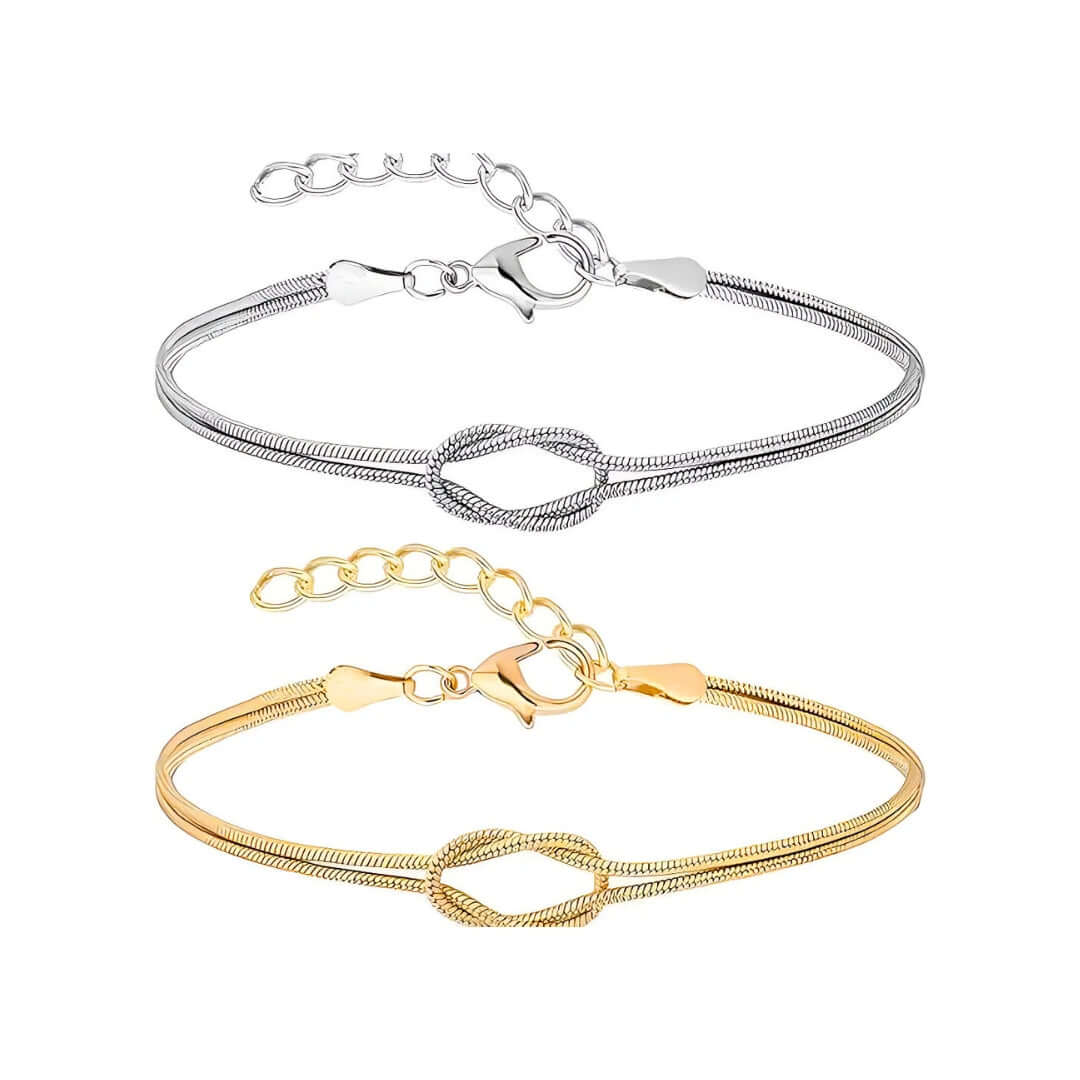 Bow Link Chain Matching Bracelet Set YS965 - Elegant Jewelry for Women, Perfect Gift for Valentine's Day, Anniversary & Special Occasions