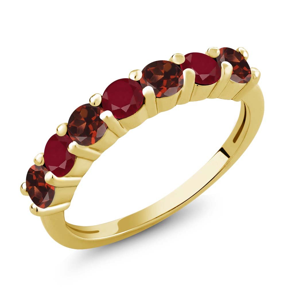 1.46 Ct Natural Red Garnet Ruby Ring - 18K Yellow Gold Plated Sterling Silver Anniversary Band for Women | Elegant Jewelry Gift for Valentine's Day, Birthday & Special Occasions