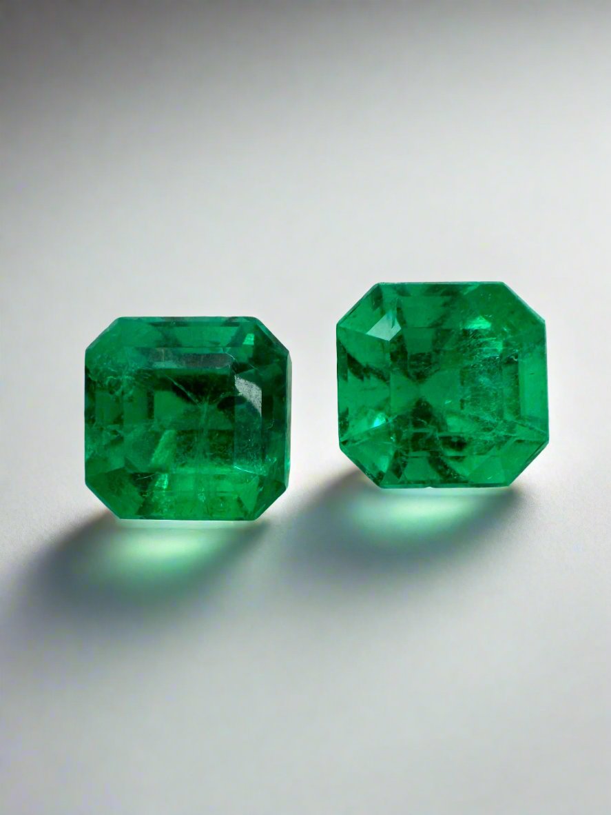 1.98tcw 5.7x5.6mm AAA+ Matching Muzo Green Loose Colombian Emeralds - Asscher Cut Gemstones for Jewelry Making & Engagement Rings