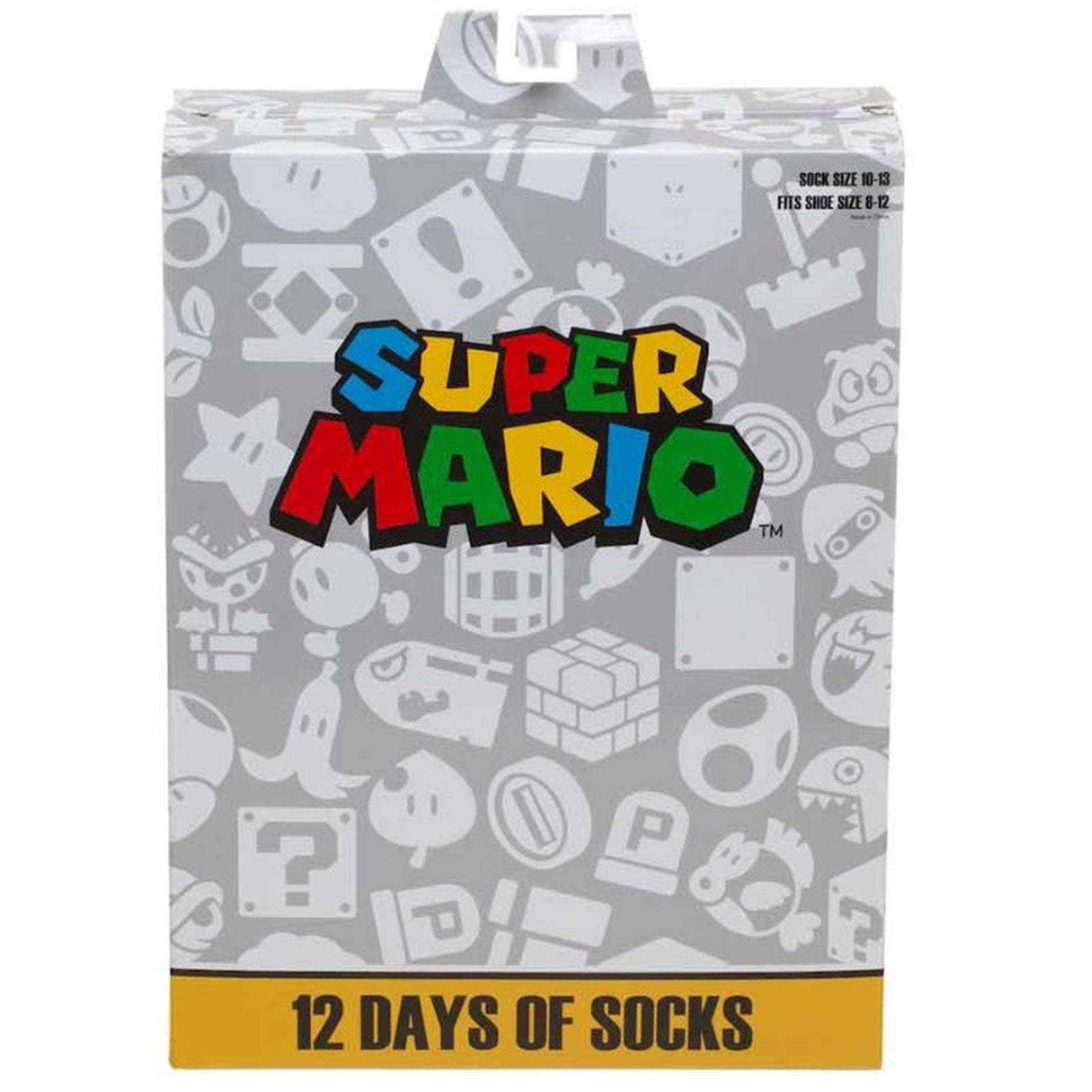 Bioworld Super Mario 12 Days of Socks Gift Set - Fun Character Socks for Gamers & Fans - Perfect for Christmas, Birthday Gifts & Cosplay
