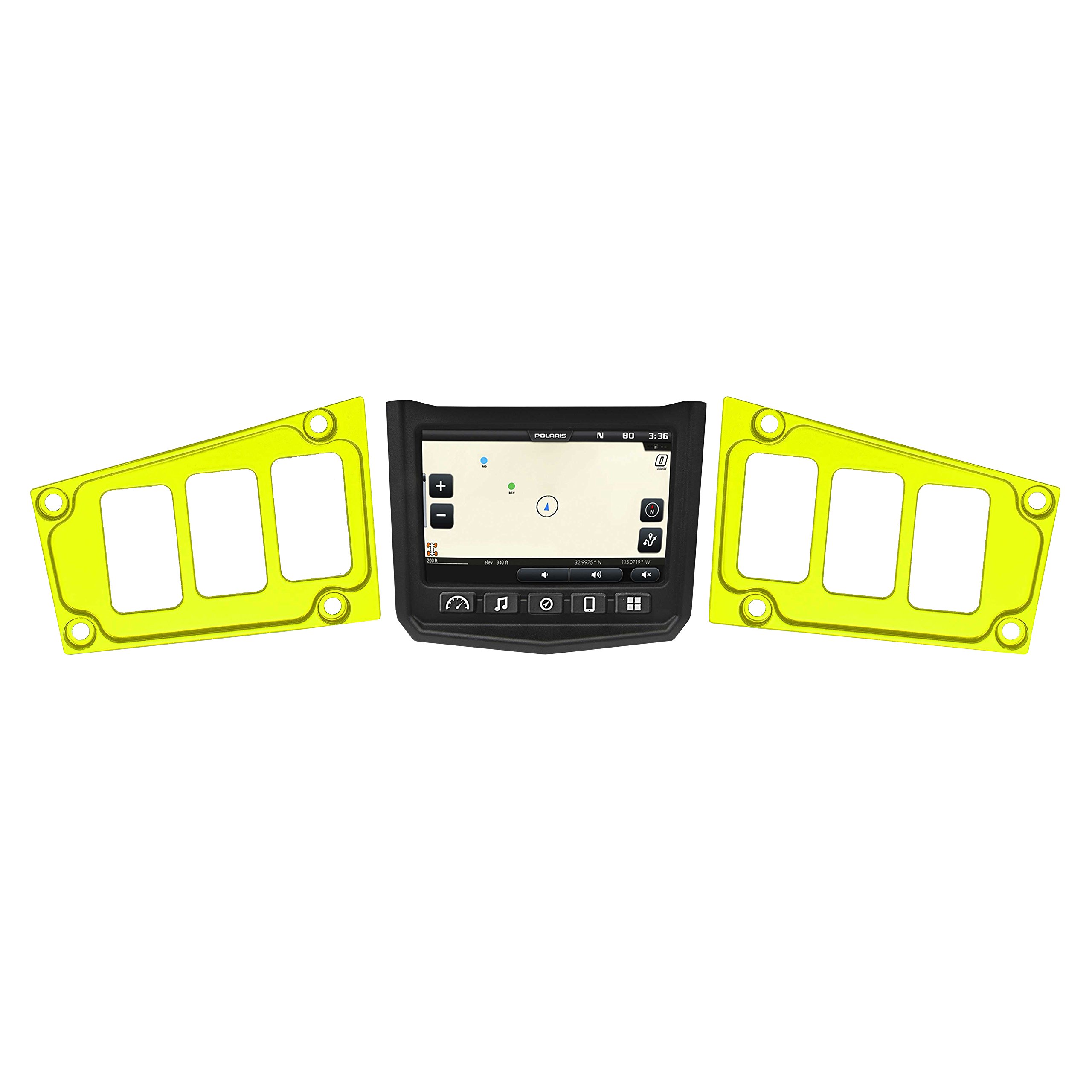 STV Motorsports Custom Switch Dash Panel Plates for 2017-2018 Polaris RZR XP 1000 RIDE COMMAND - Includes 4 Free Laser Switches - 100% Made in USA (Lime Green) - Perfect for Off-Road Adventures & UTV Customization