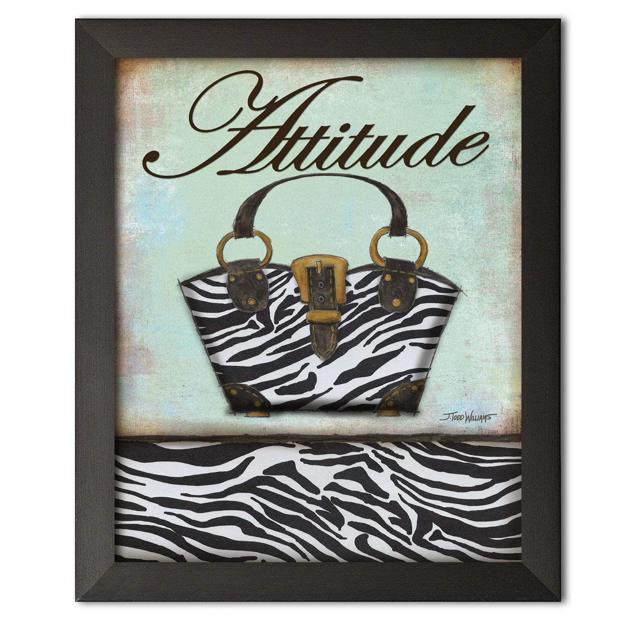 Trendy Zebra Print Purse for Women | Fashionable Exotic Handbag by Todd Williams | Perfect for Parties, Night Out & Casual Wear | 8x10 Black Framed Image