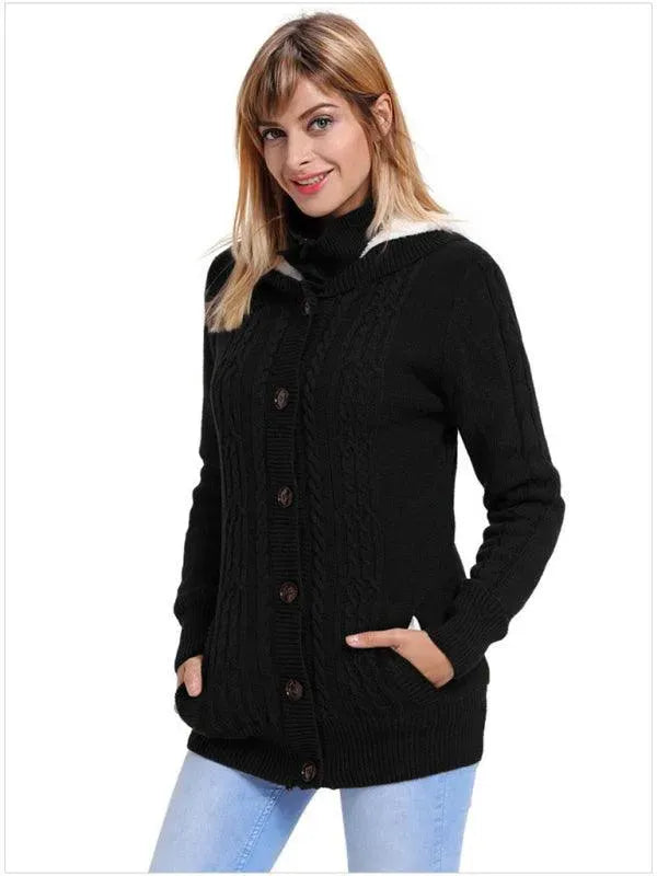 Cozy Casual Hooded Cardigan Sweater for Women - Soft Fleece Long Sleeve Open Front Jacket | Perfect for Fall, Winter, Lounge Wear & Outdoor Activities